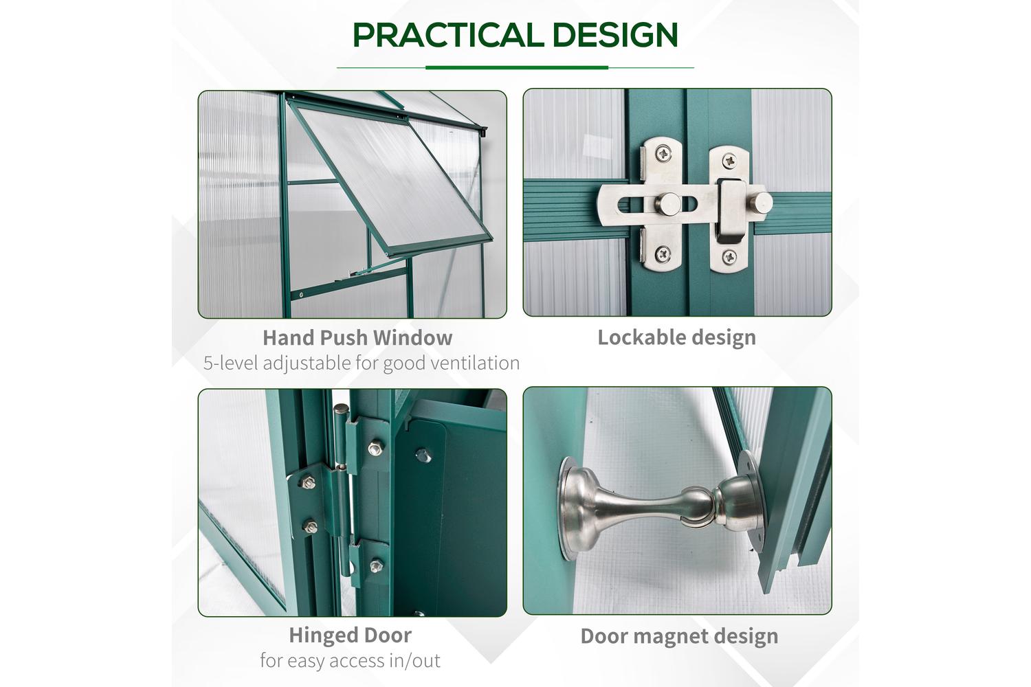 Outsunny Outdoor Walk-in Greenhouse | Transparent/Green-4