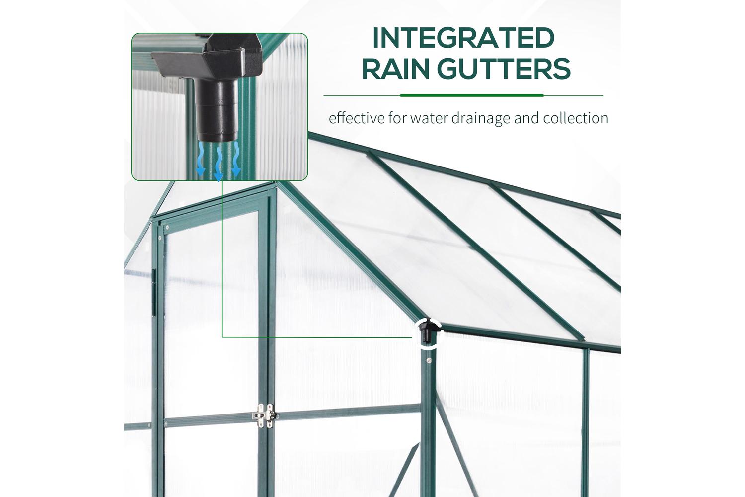Outsunny Outdoor Walk-in Greenhouse | Transparent/Green-7