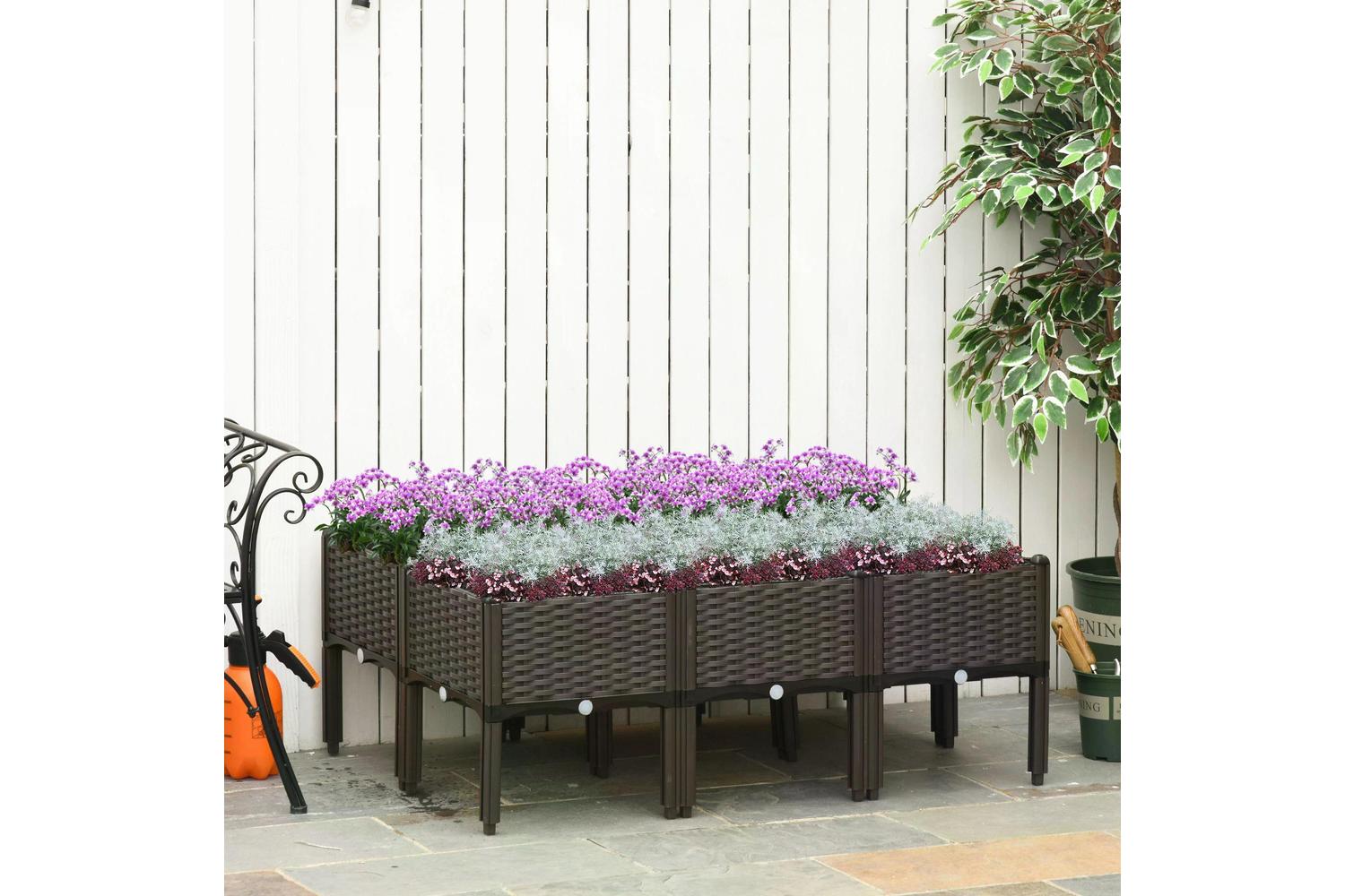 Outsunny Garden Raised Bed | Brown | 6 Pieces