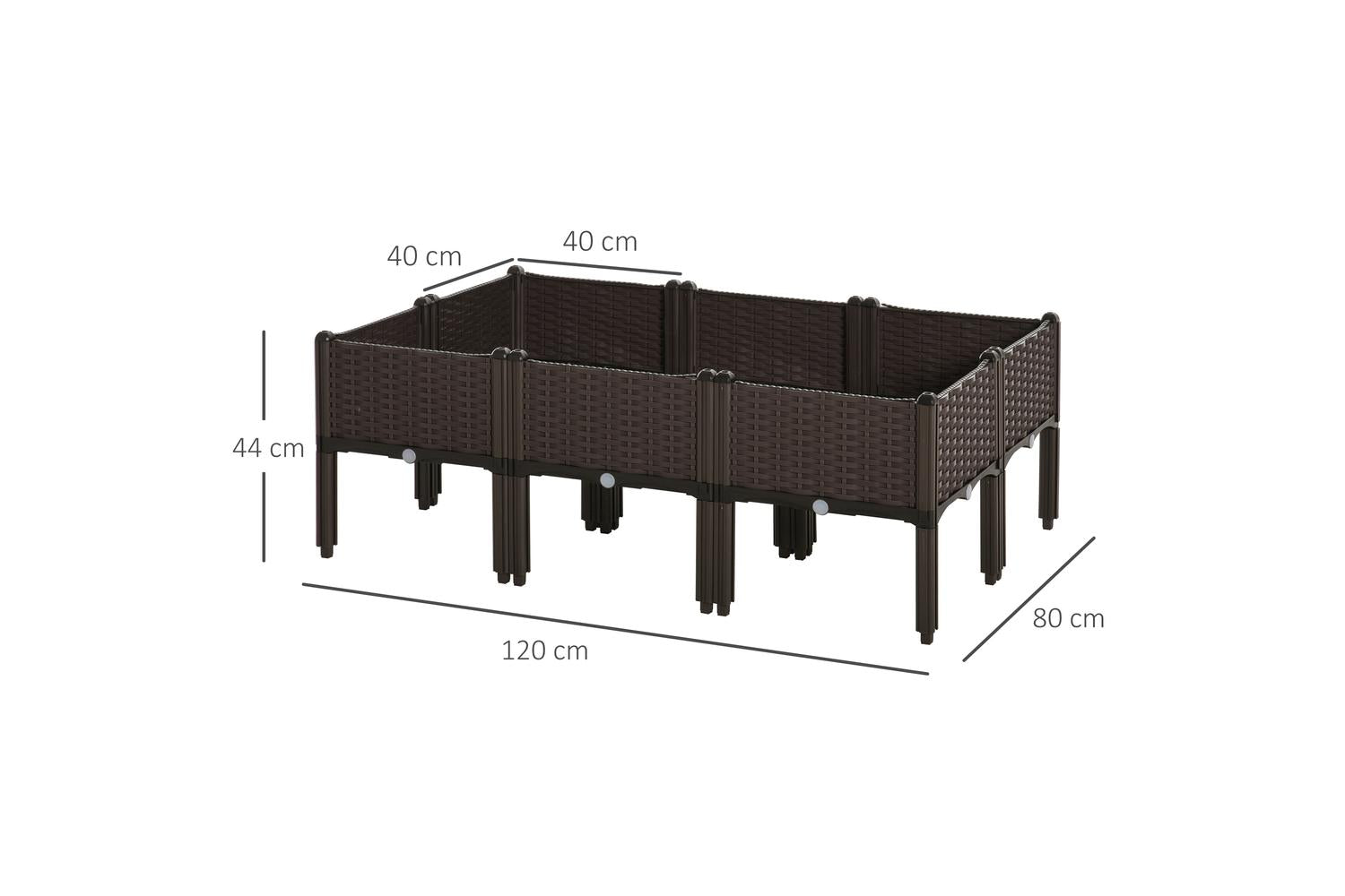 Outsunny Garden Raised Bed | Brown | 6 Pieces-2