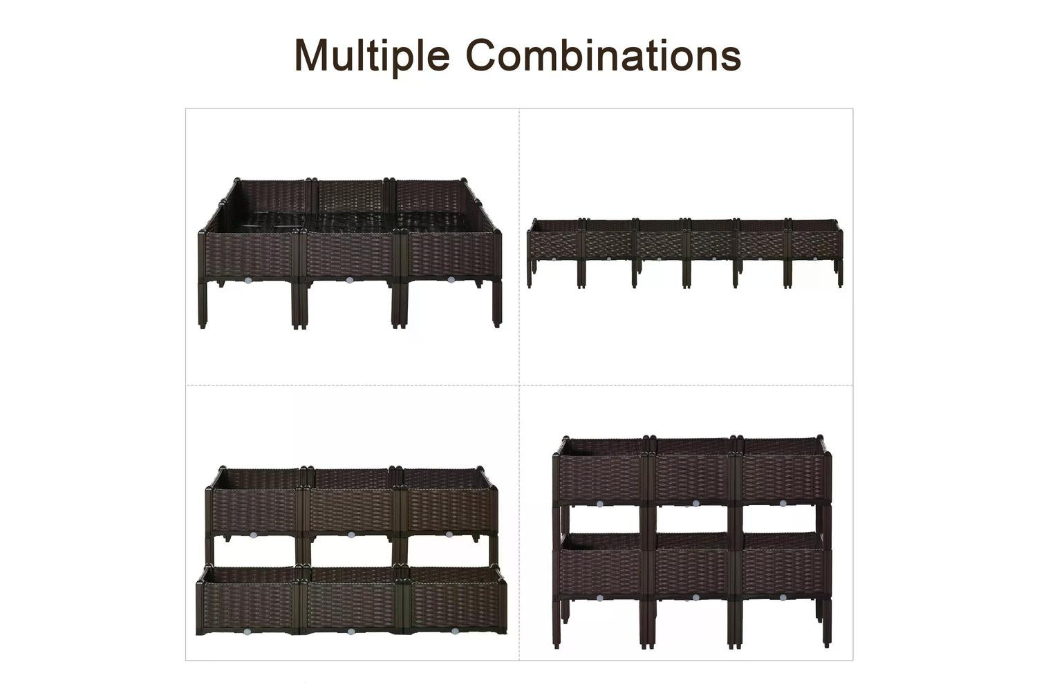 Outsunny Garden Raised Bed | Brown | 6 Pieces-5