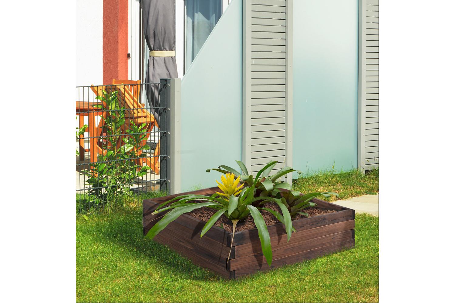Outsunny Wooden Flower Pot Raised Versatile Planter | Carbon