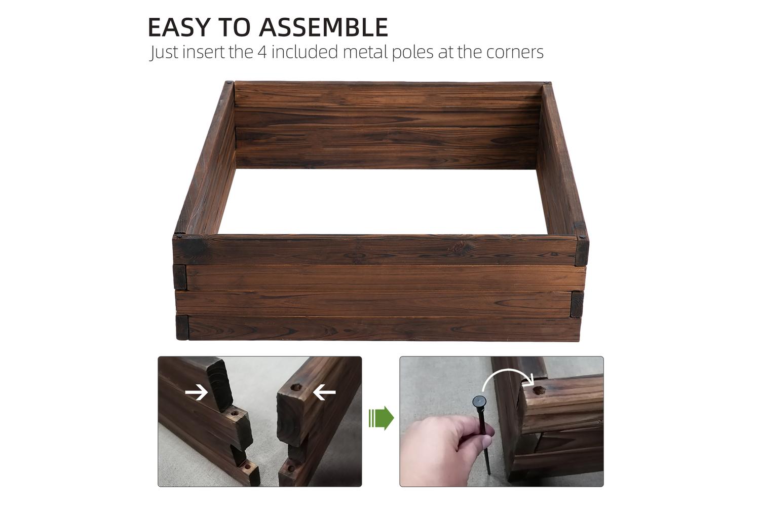 Outsunny Wooden Flower Pot Raised Versatile Planter | Carbon-5