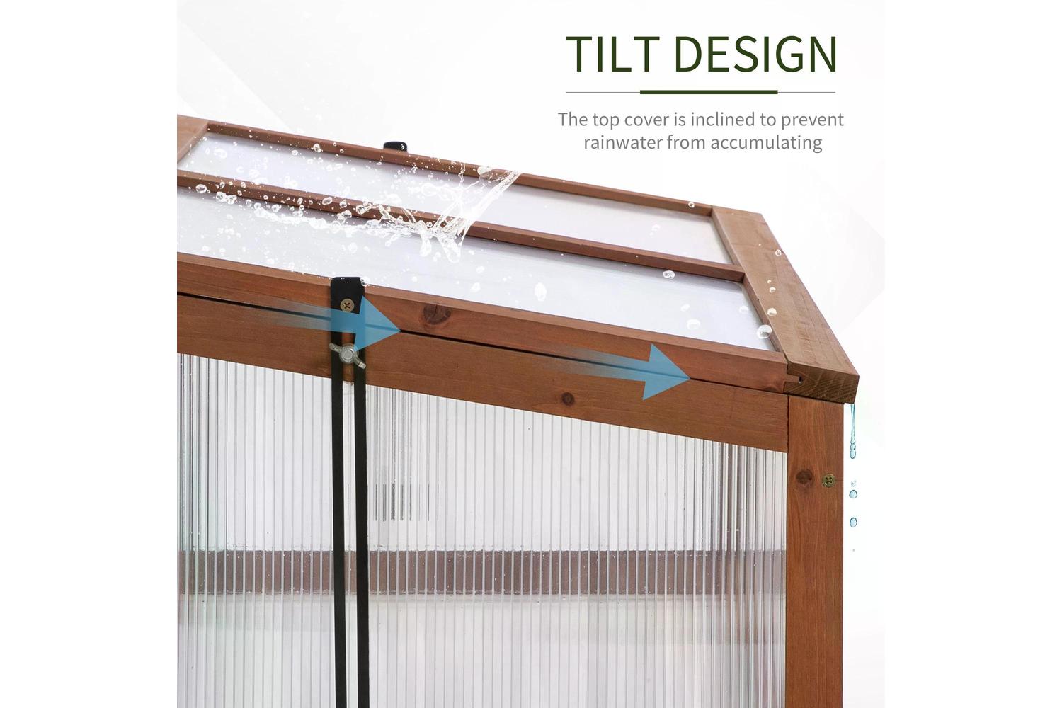 Outsunny Outdoor Square Wooden Greenhouse | Brown-3
