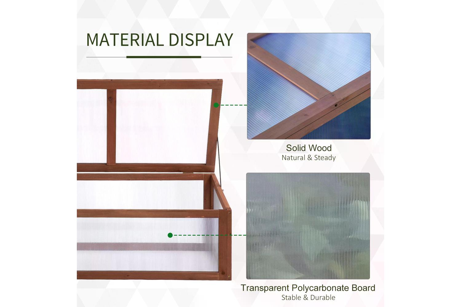 Outsunny Outdoor Square Wooden Greenhouse | Brown-4
