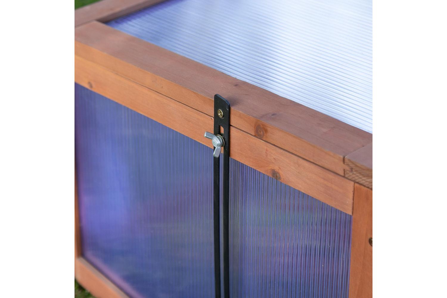 Outsunny Outdoor Square Wooden Greenhouse | Brown-8