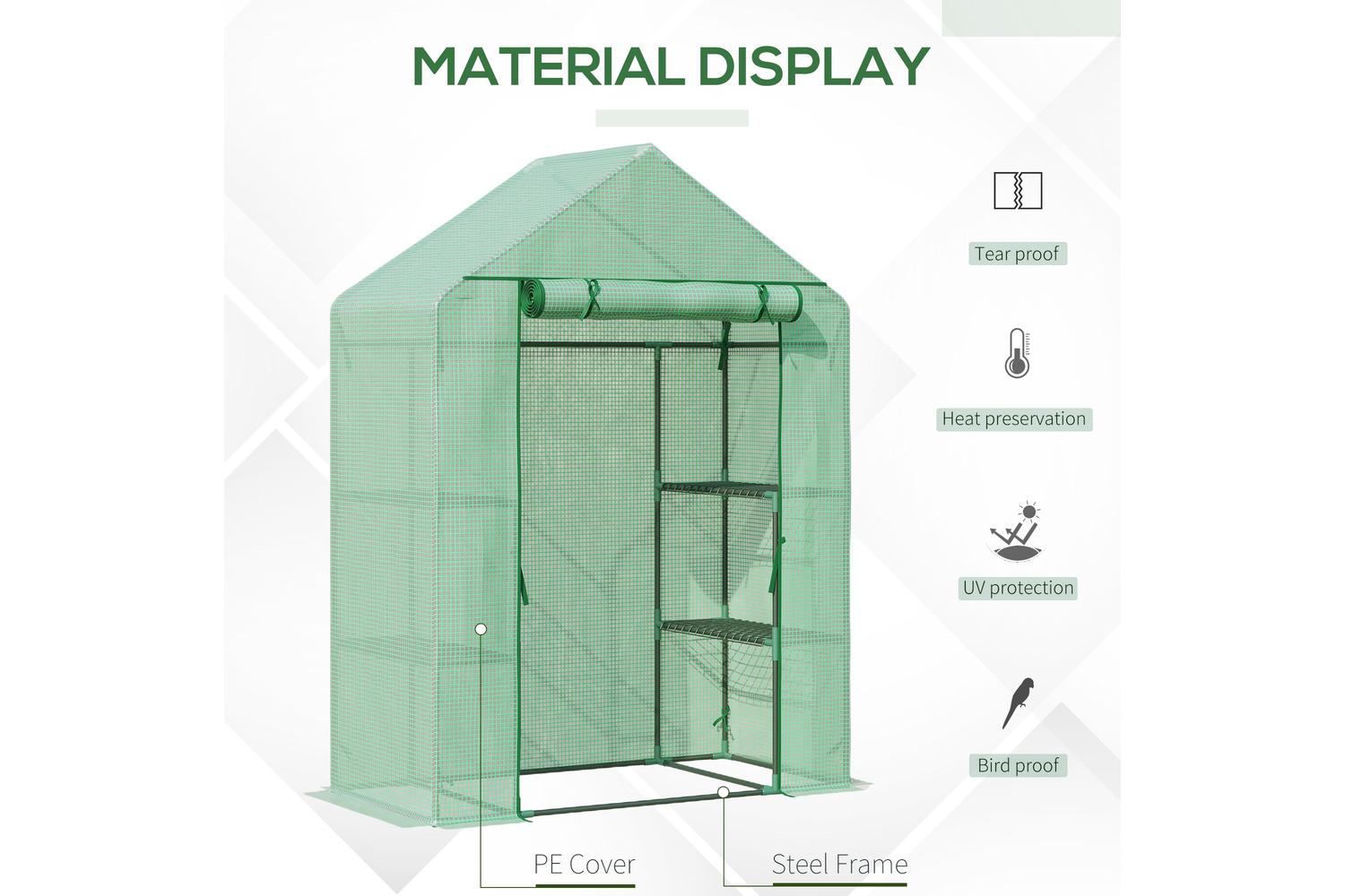 Outsunny Outdoor Walk in Greenhouse | Green-3