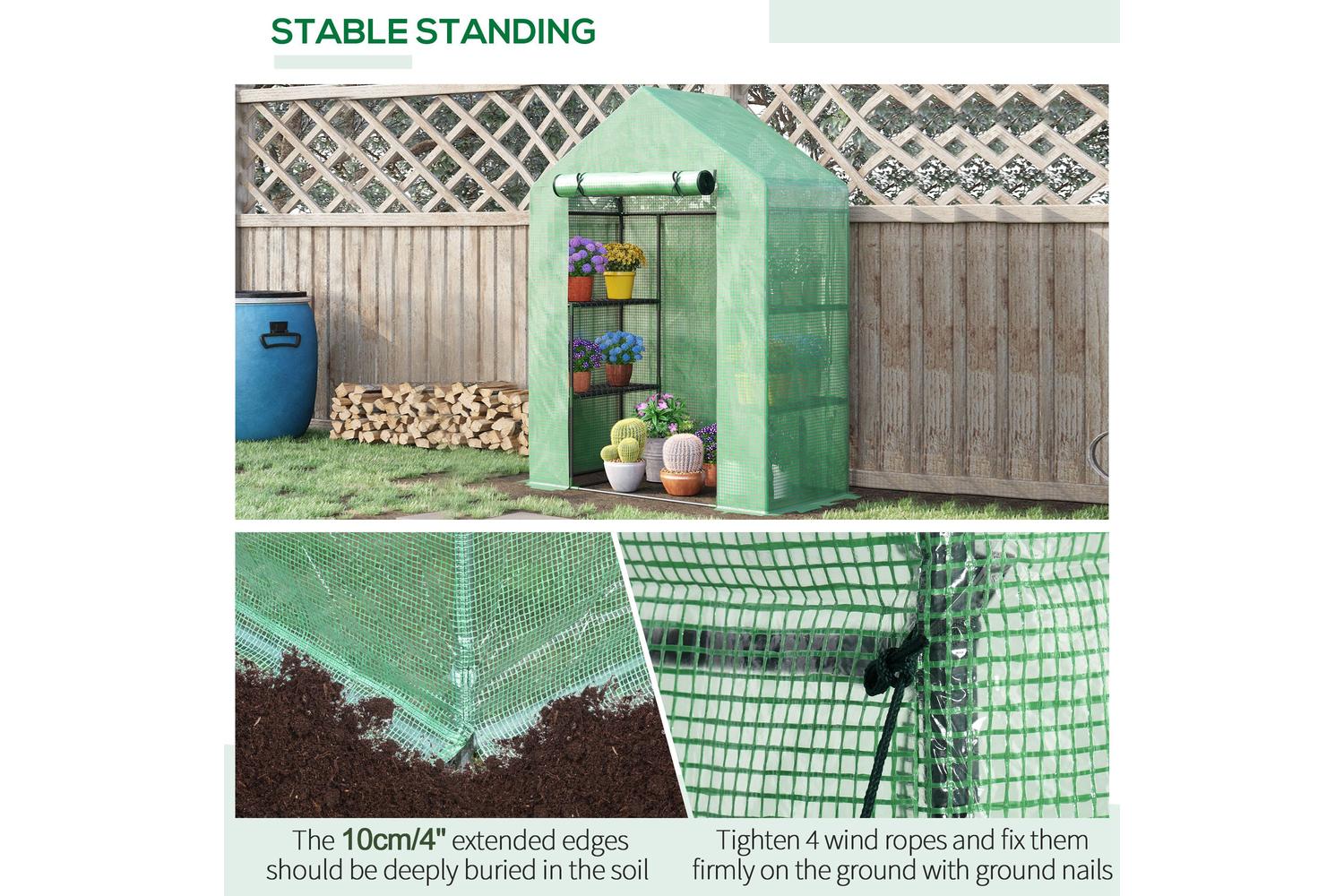 Outsunny Outdoor Walk in Greenhouse | Green-4
