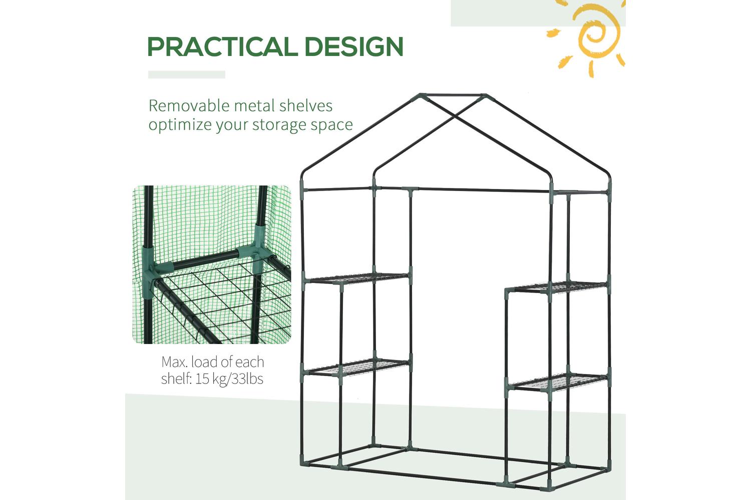 Outsunny Outdoor Walk in Greenhouse | Green-6