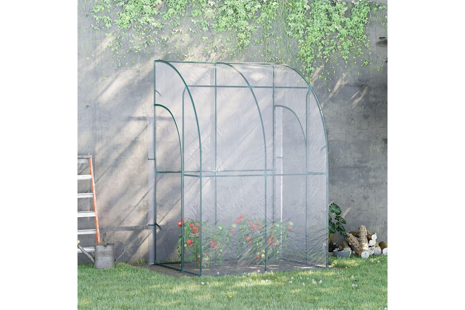 Outsunny Outdoor Tunnel Greenhouse With Zippered Roll Up Door PVC Cover | Clear/Green