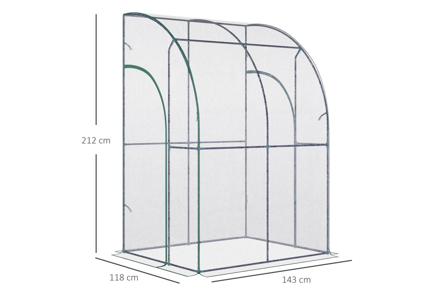 Outsunny Outdoor Tunnel Greenhouse With Zippered Roll Up Door PVC Cover | Clear/Green-2