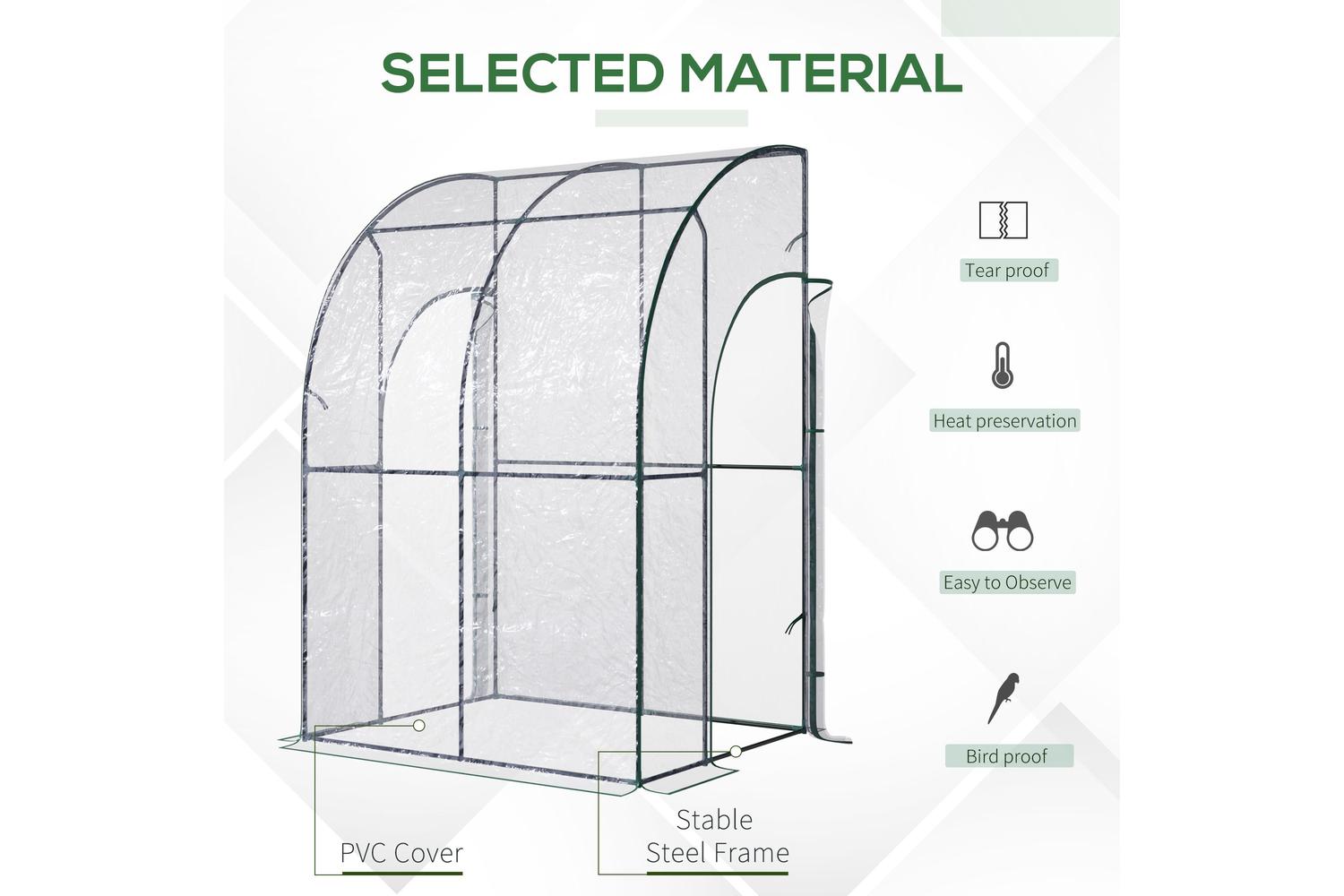Outsunny Outdoor Tunnel Greenhouse With Zippered Roll Up Door PVC Cover | Clear/Green-3