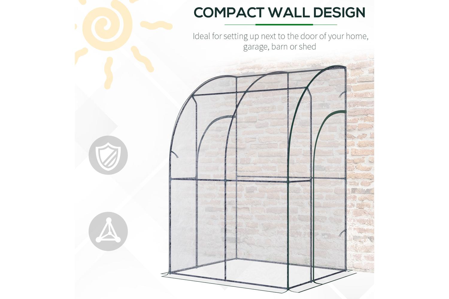Outsunny Outdoor Tunnel Greenhouse With Zippered Roll Up Door PVC Cover | Clear/Green-4