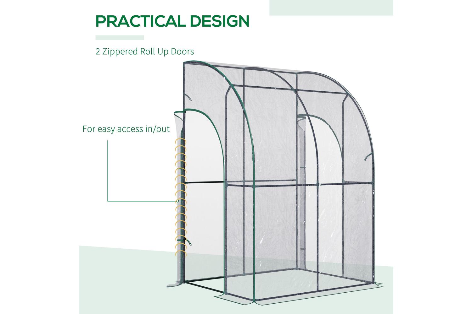 Outsunny Outdoor Tunnel Greenhouse With Zippered Roll Up Door PVC Cover | Clear/Green-5