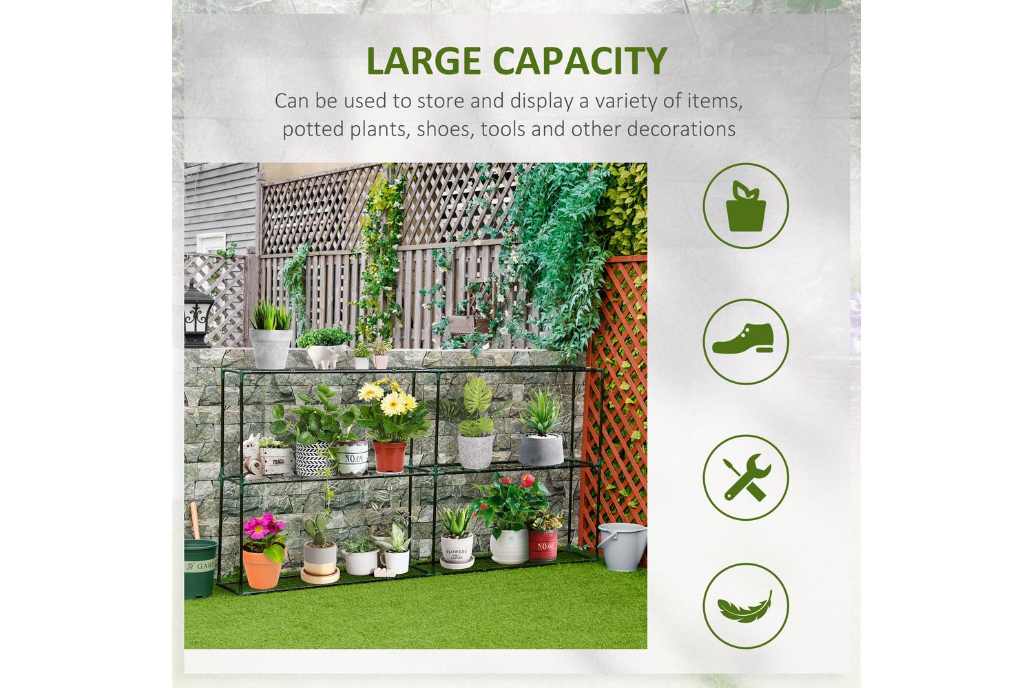 Outsunny 3 Tier Metal Plant Stand | Green-4
