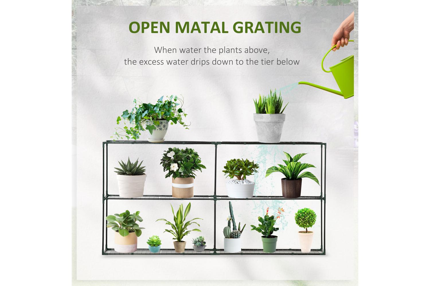 Outsunny 3 Tier Metal Plant Stand | Green-5