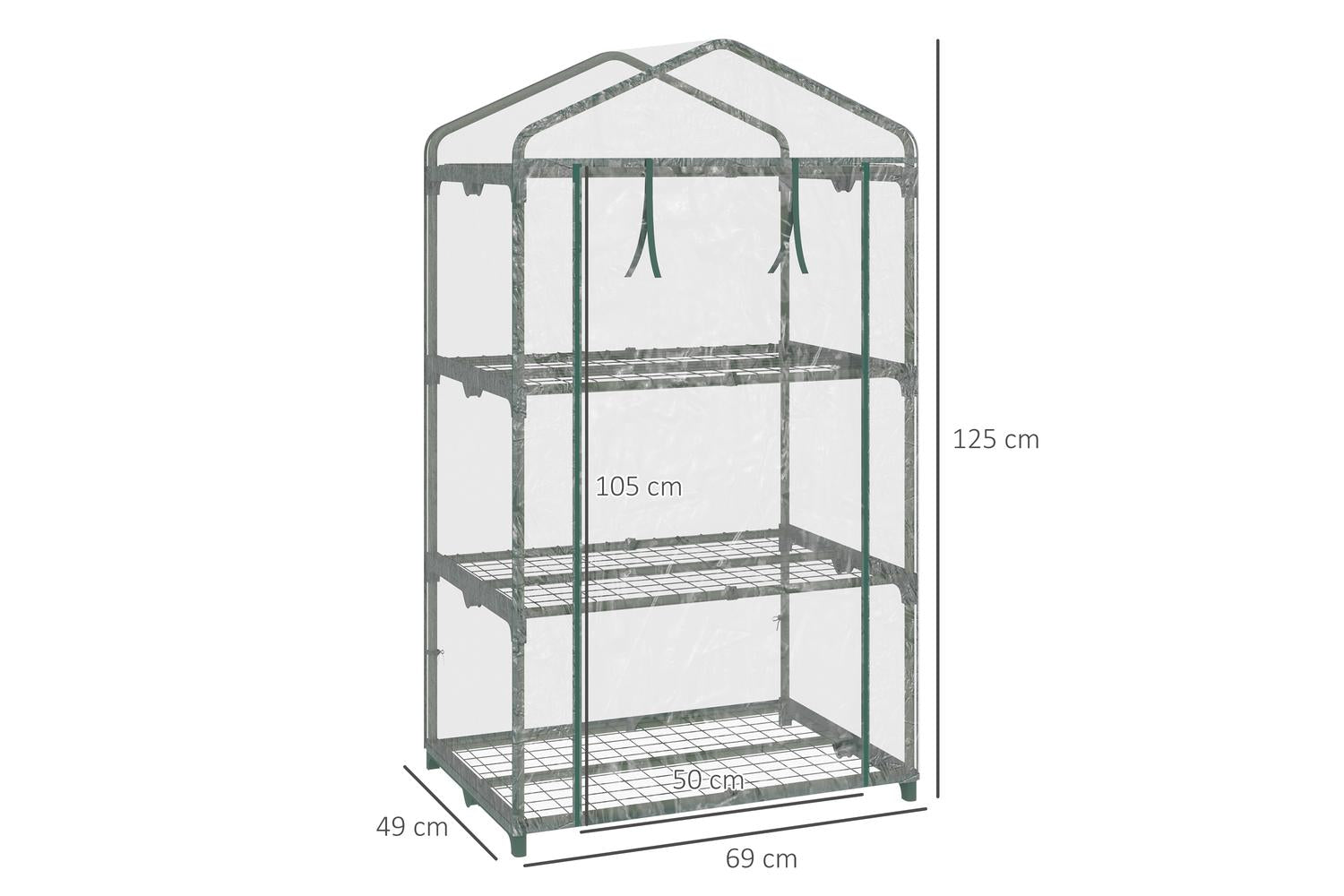 Outsunny 3 Tier Portable Mini Greenhouse | Clear/Dark Green-2
