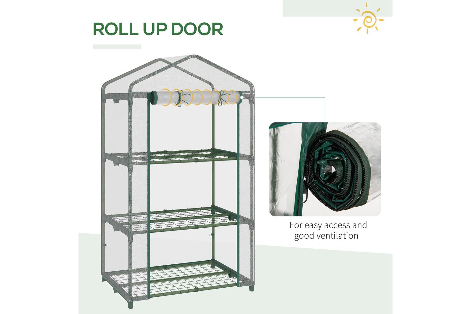 Outsunny 3 Tier Portable Mini Greenhouse | Clear/Dark Green-5