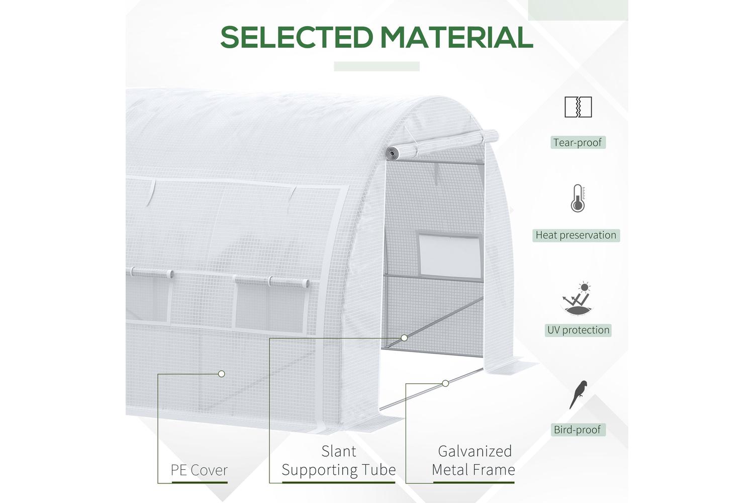 Outsunny Steel Frame Greenhouse | White-3