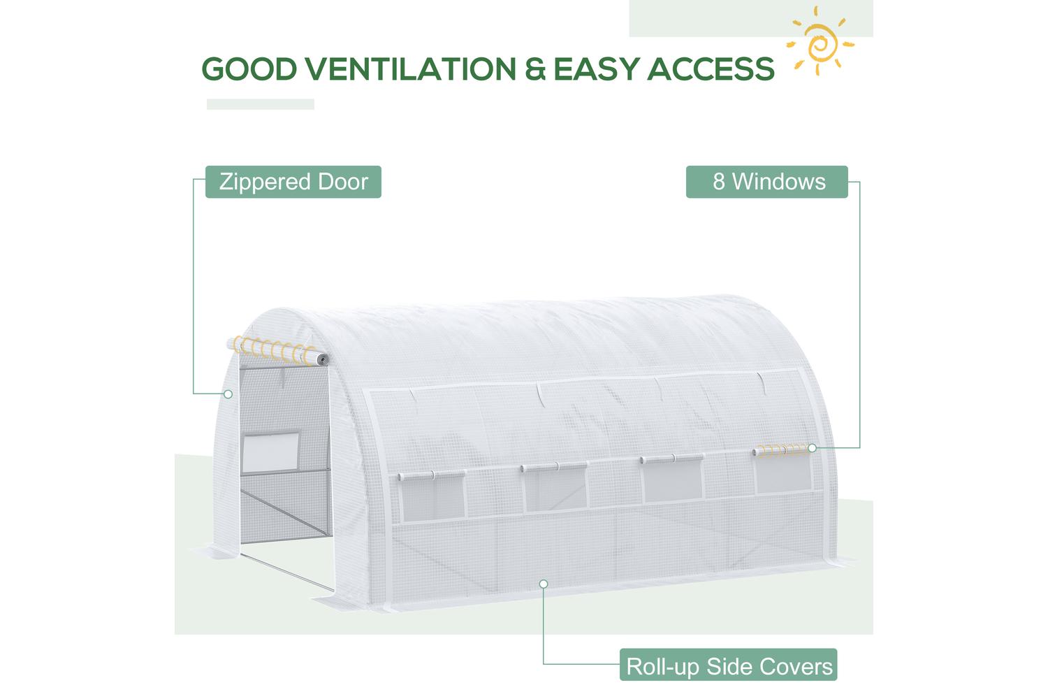 Outsunny Steel Frame Greenhouse | White-4
