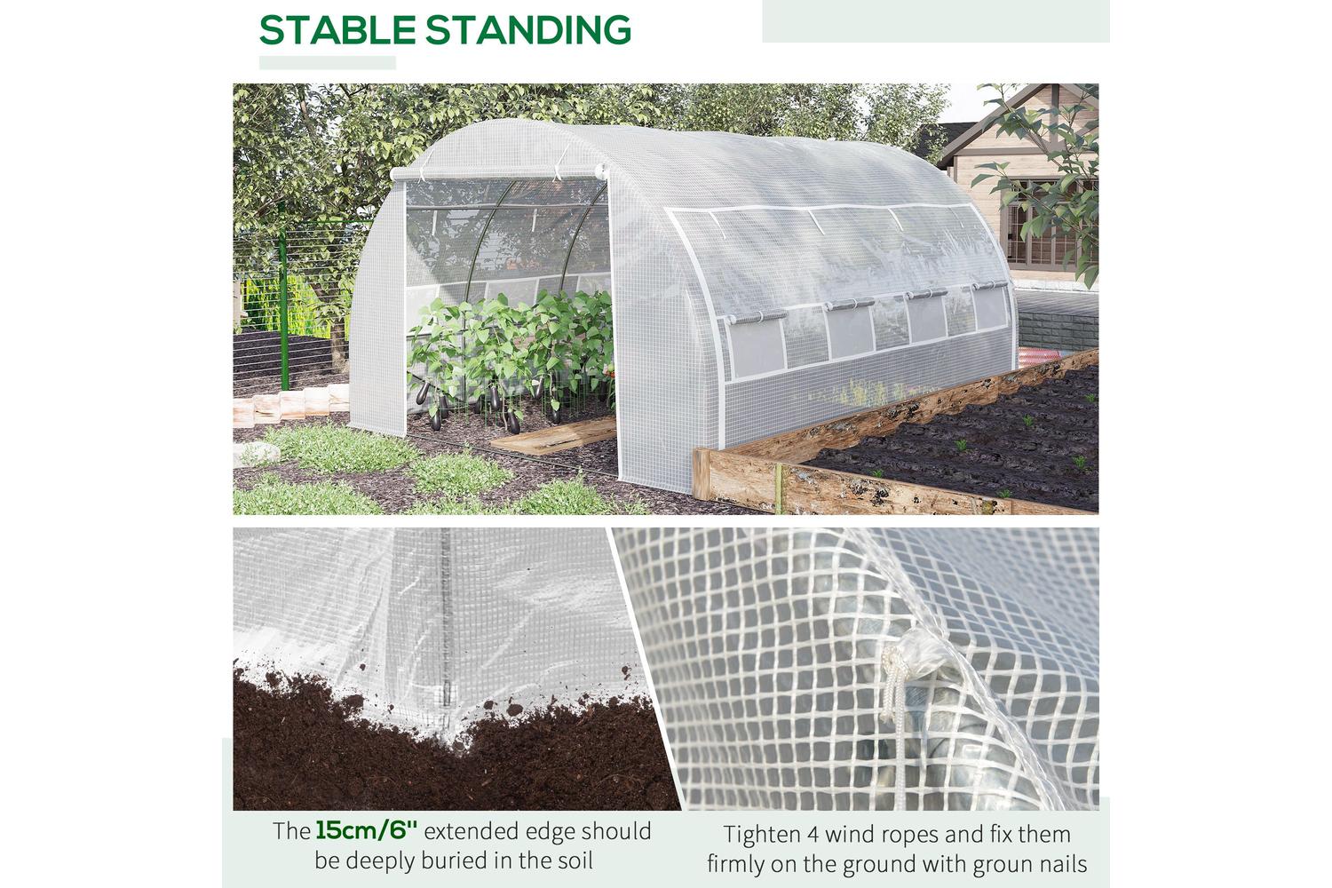 Outsunny Steel Frame Greenhouse | White-5