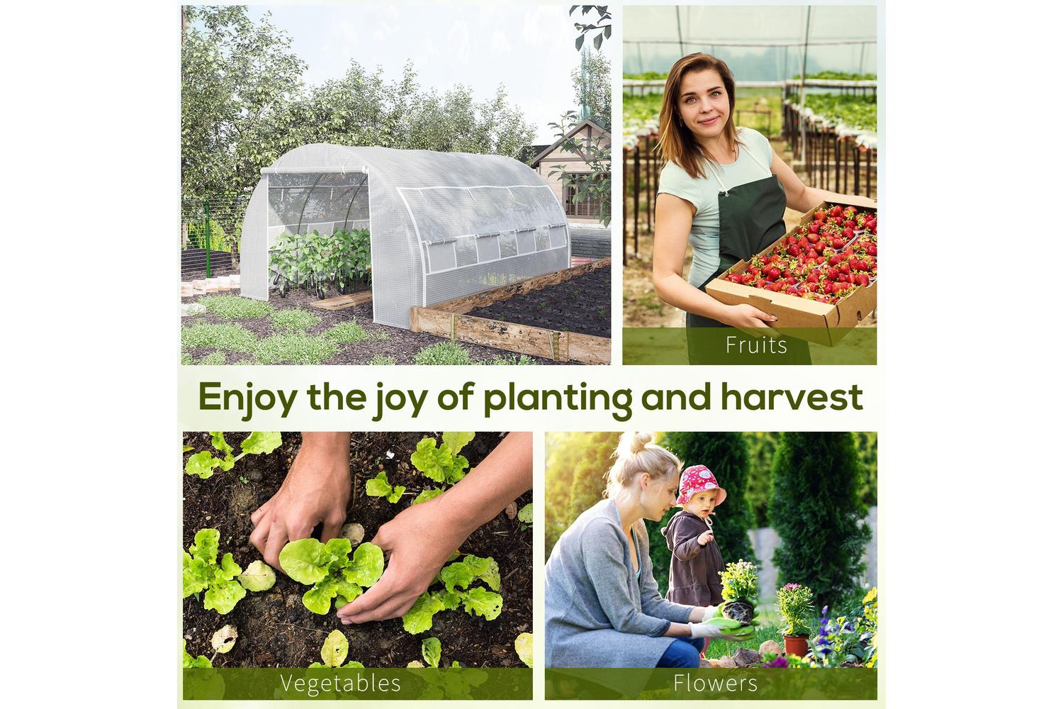 Outsunny Steel Frame Greenhouse | White-6