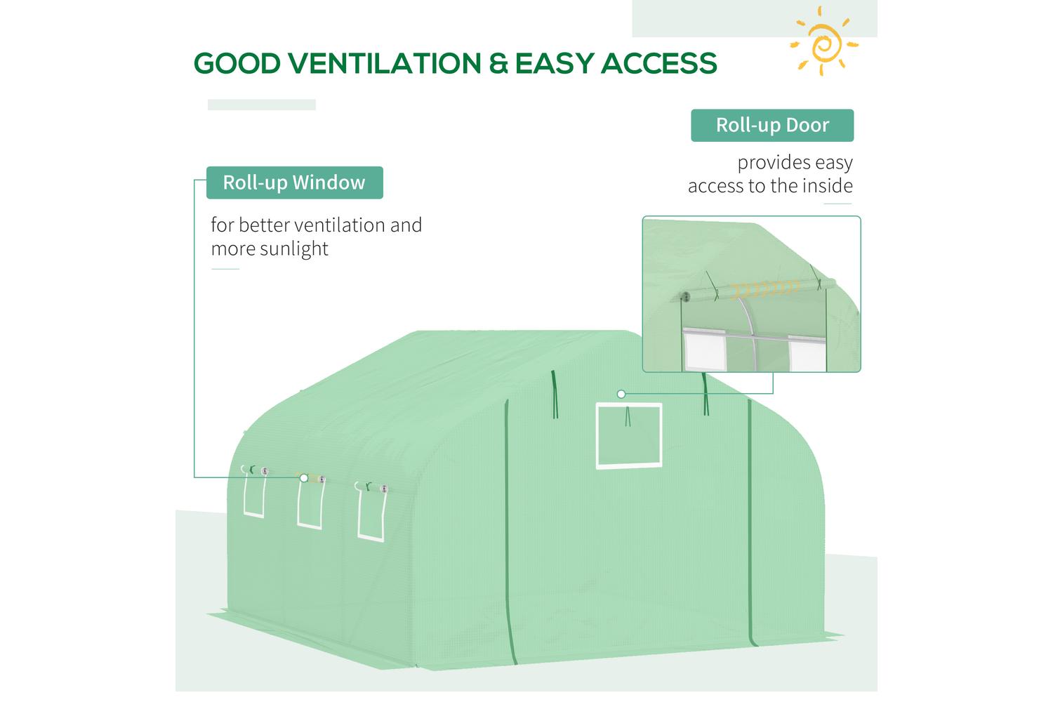 Outsunny Walk In Greenhouse Covers | Green-4