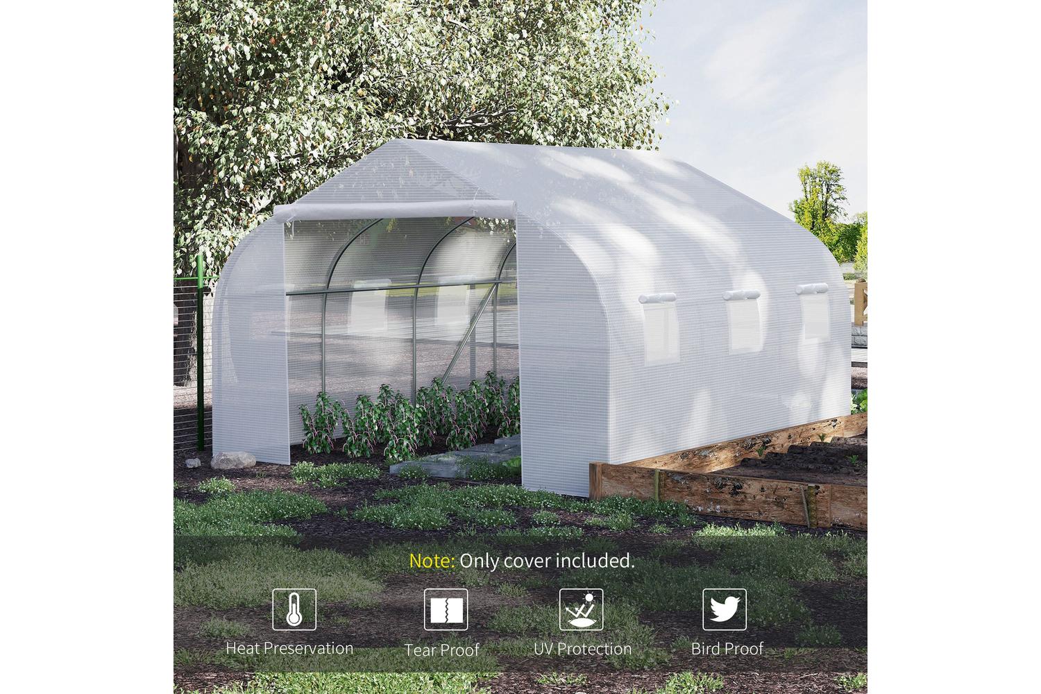 Outsunny Replacement Walk In Greenhouse Cover | White-3