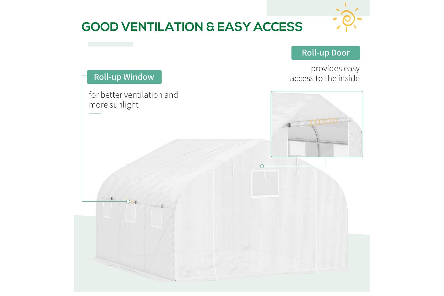 Outsunny Replacement Walk In Greenhouse Cover | White-4