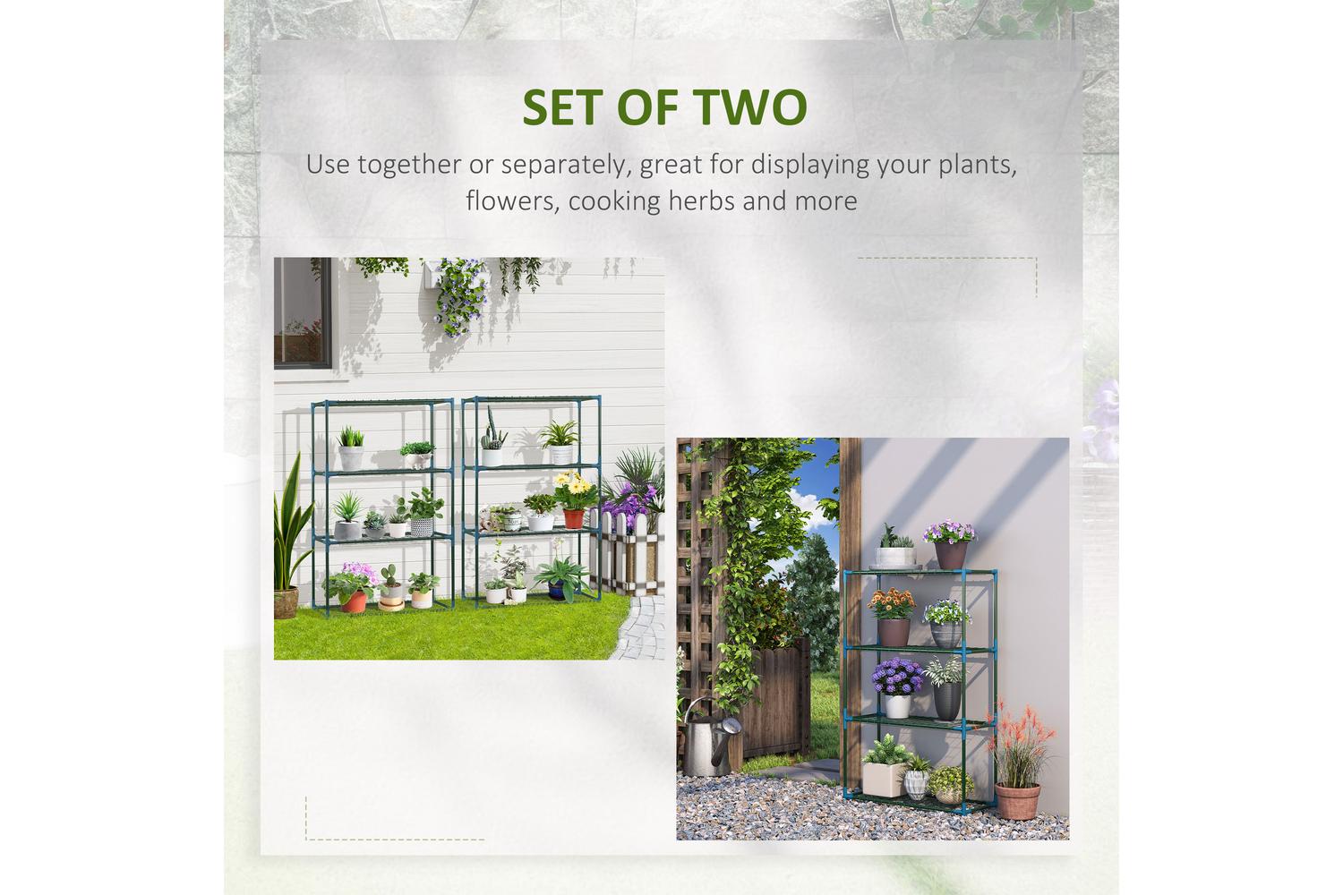 Outsunny Modern Plant Stand | Set of 2 | Green-3