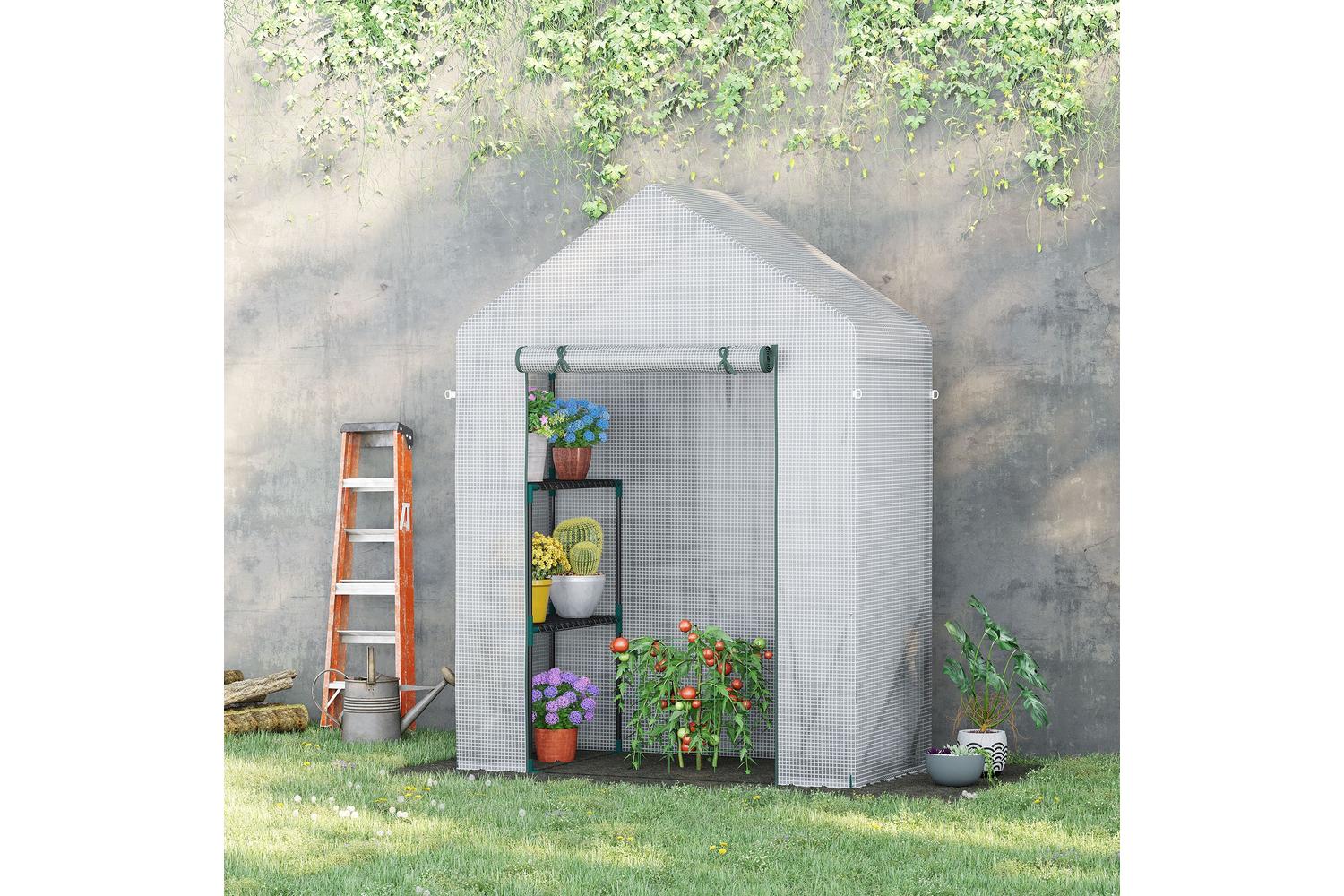 Outsunny 2 Tier Portable Gardening Plant Greenhouse | White