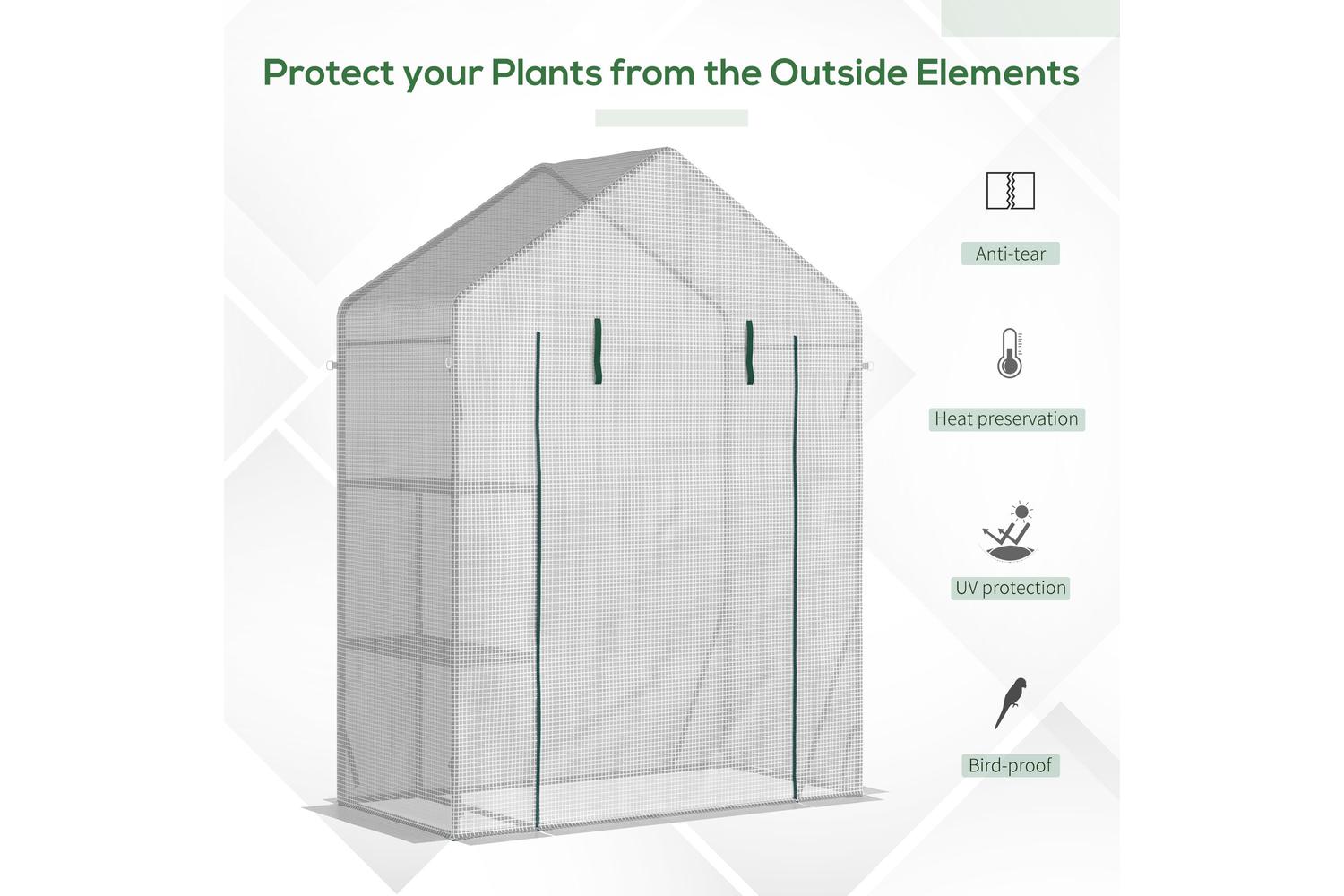 Outsunny 2 Tier Portable Gardening Plant Greenhouse | White-3