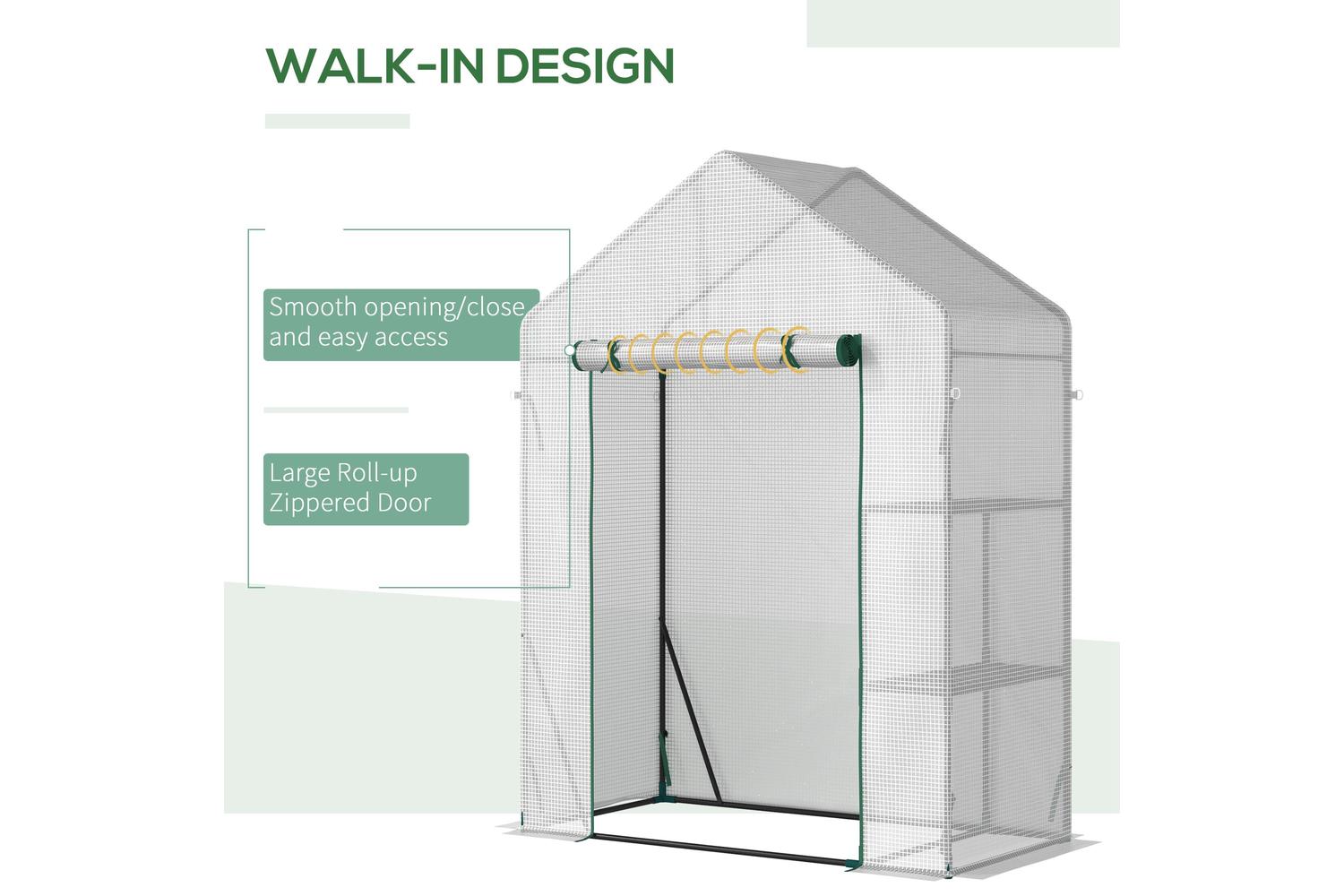 Outsunny 2 Tier Portable Gardening Plant Greenhouse | White-4