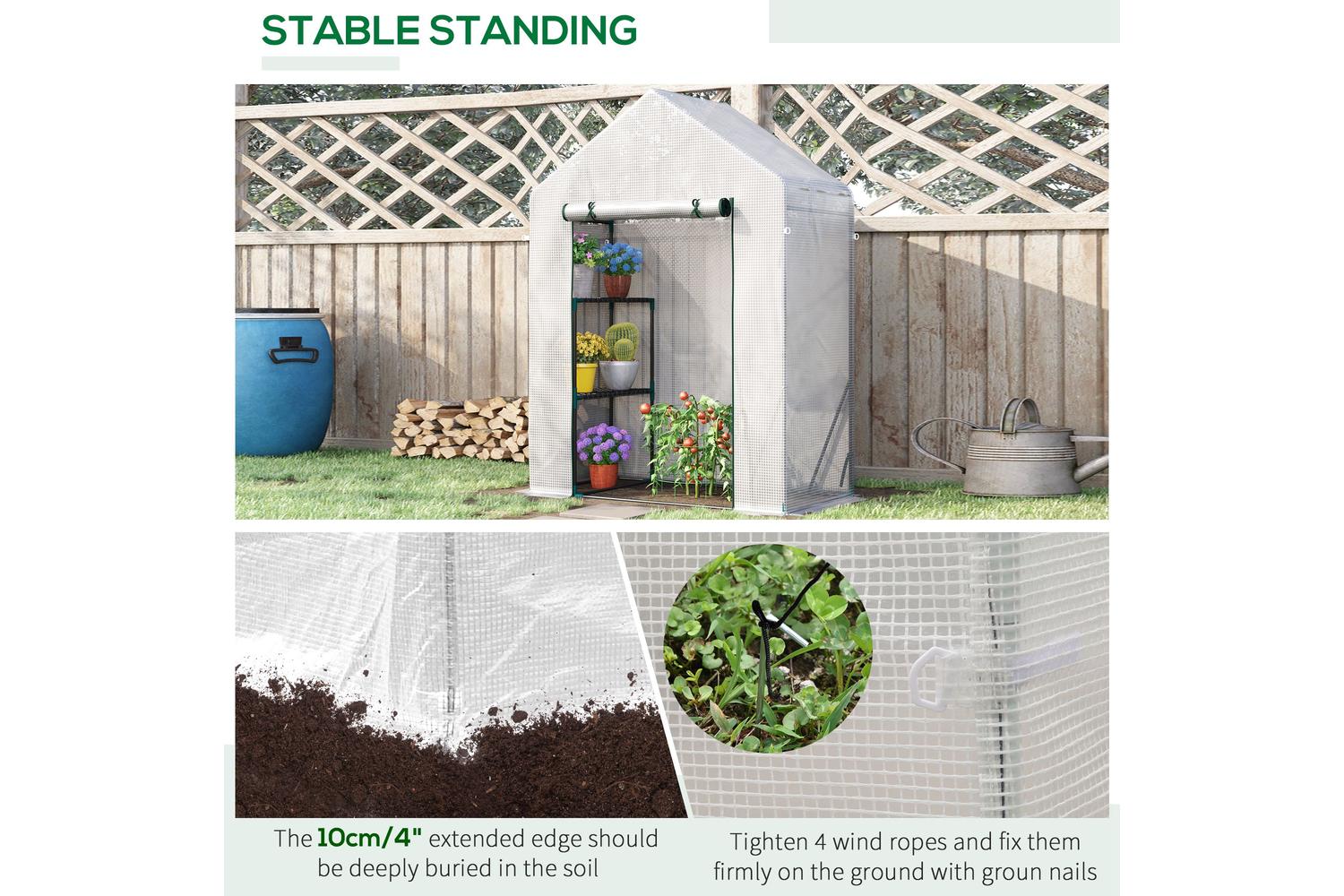 Outsunny 2 Tier Portable Gardening Plant Greenhouse | White-5