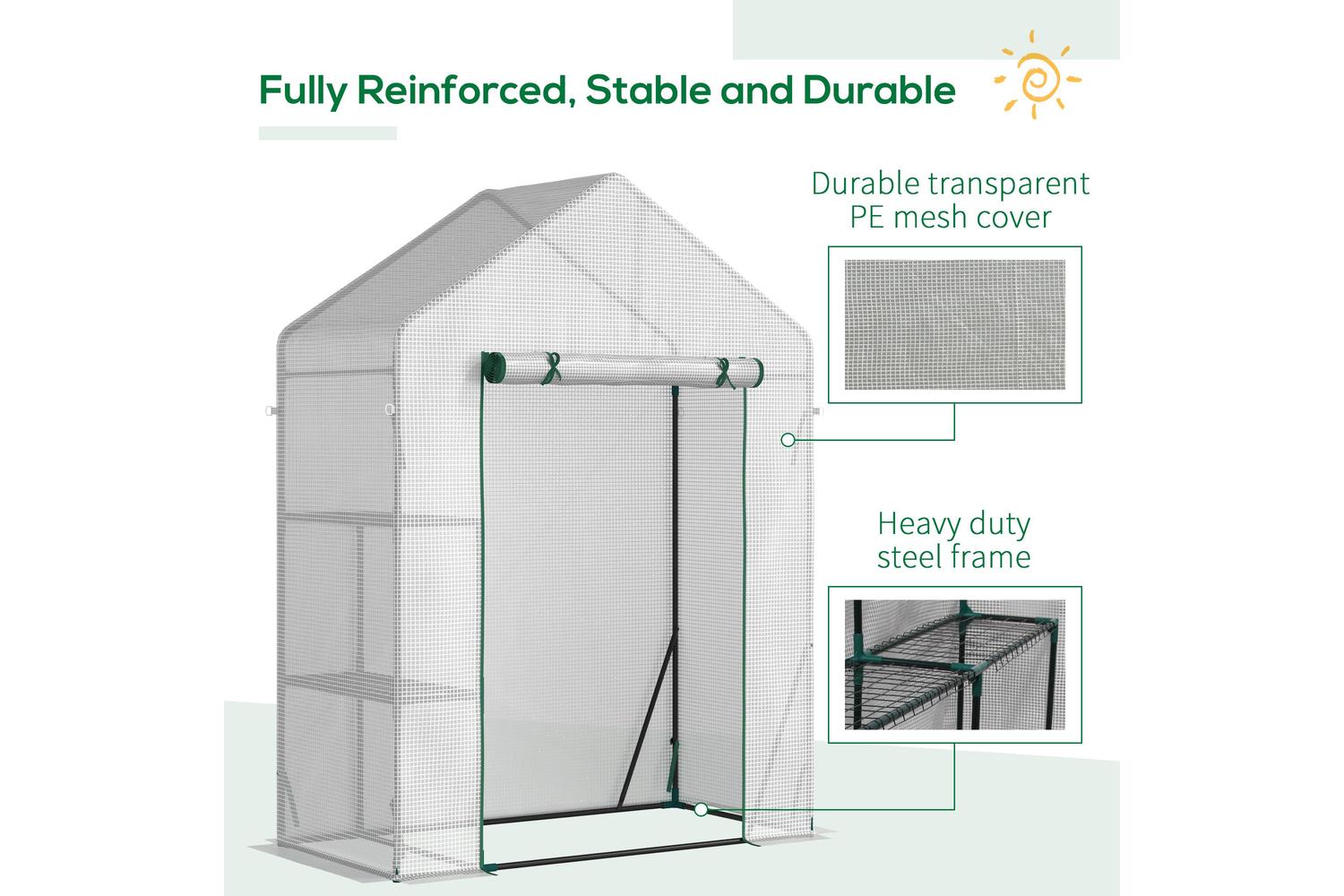 Outsunny 2 Tier Portable Gardening Plant Greenhouse | White-6