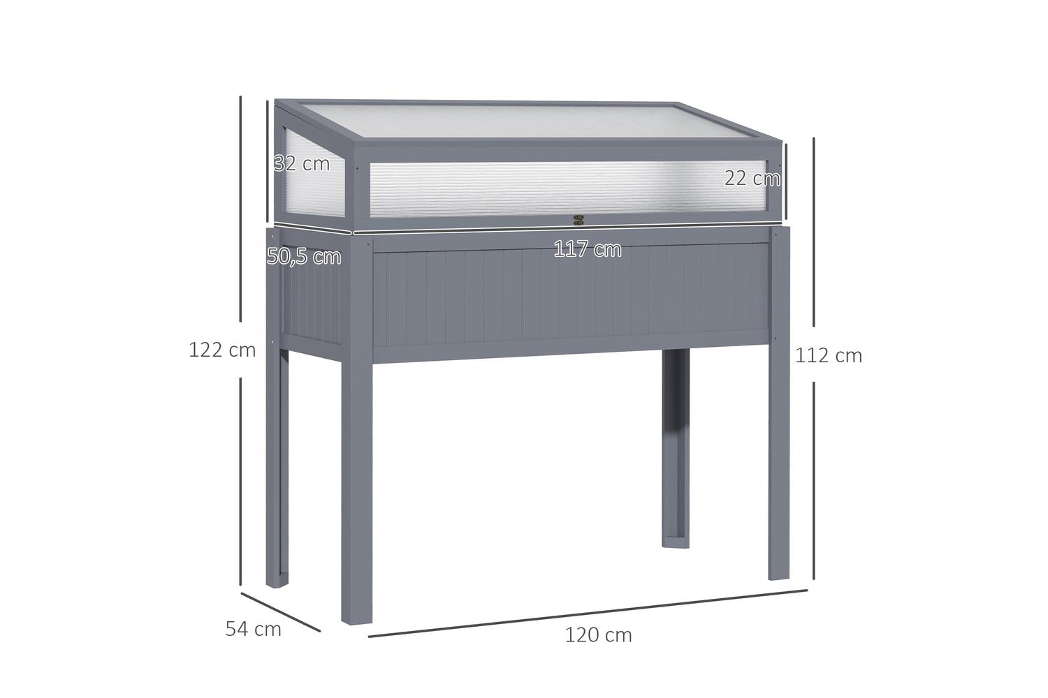 Outsunny Wood Cold Frame Greenhouse | Grey-2