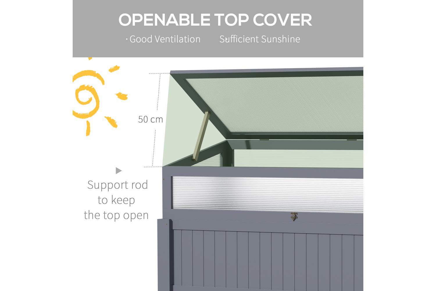 Outsunny Wood Cold Frame Greenhouse | Grey-4