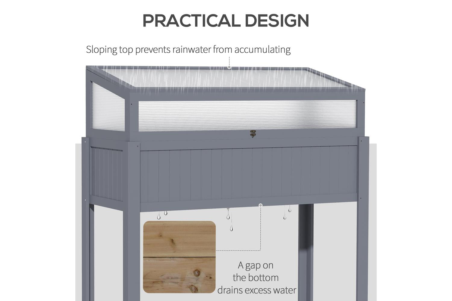 Outsunny Wood Cold Frame Greenhouse | Grey-5