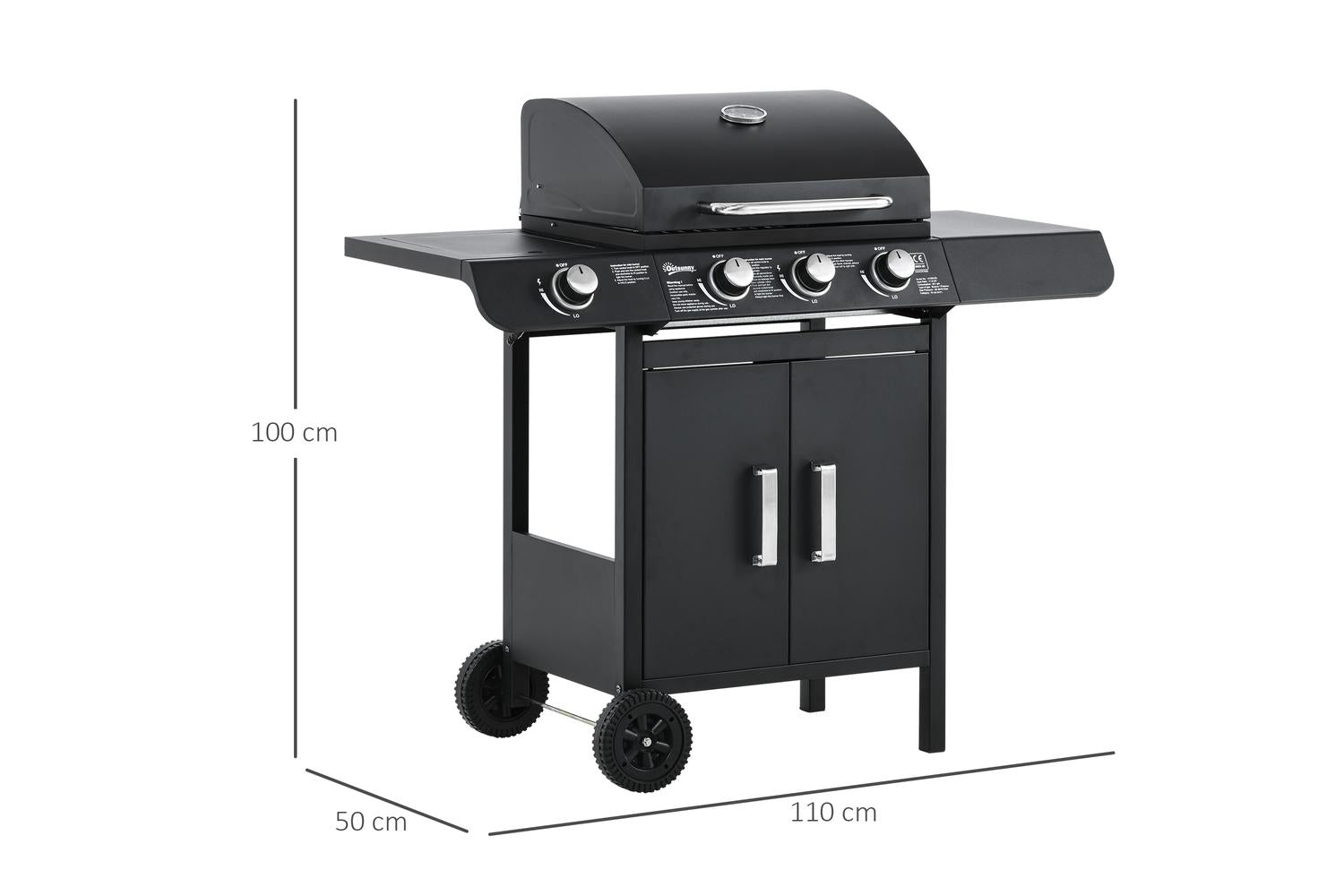 Outsunny Deluxe Gas Barbecue Grill | Black-2