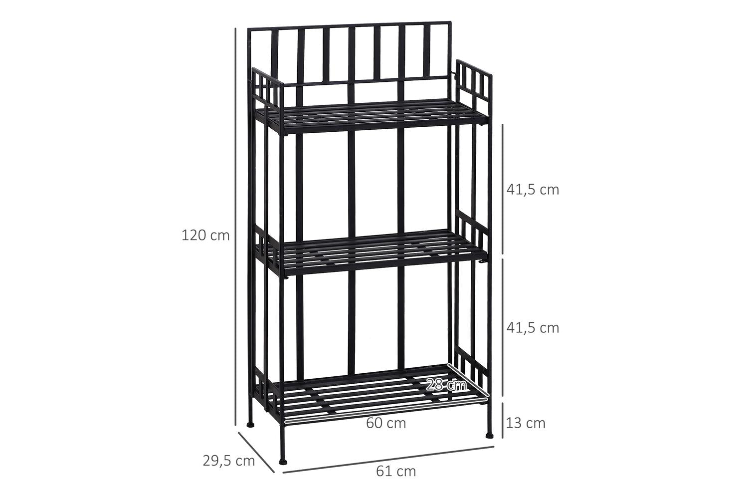 Outsunny Portable Retro 3-Tier Garden Plant Stand | Black-2