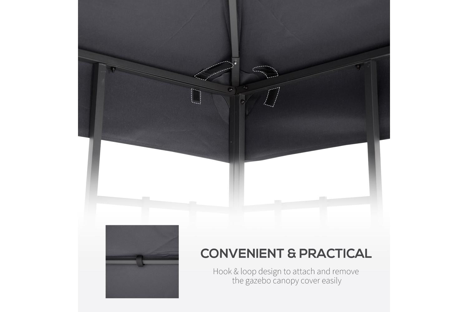 Outsunny Gazebo Top Cover Double Tier Canopy Replacement Pavilion Roof | Deep Grey-7