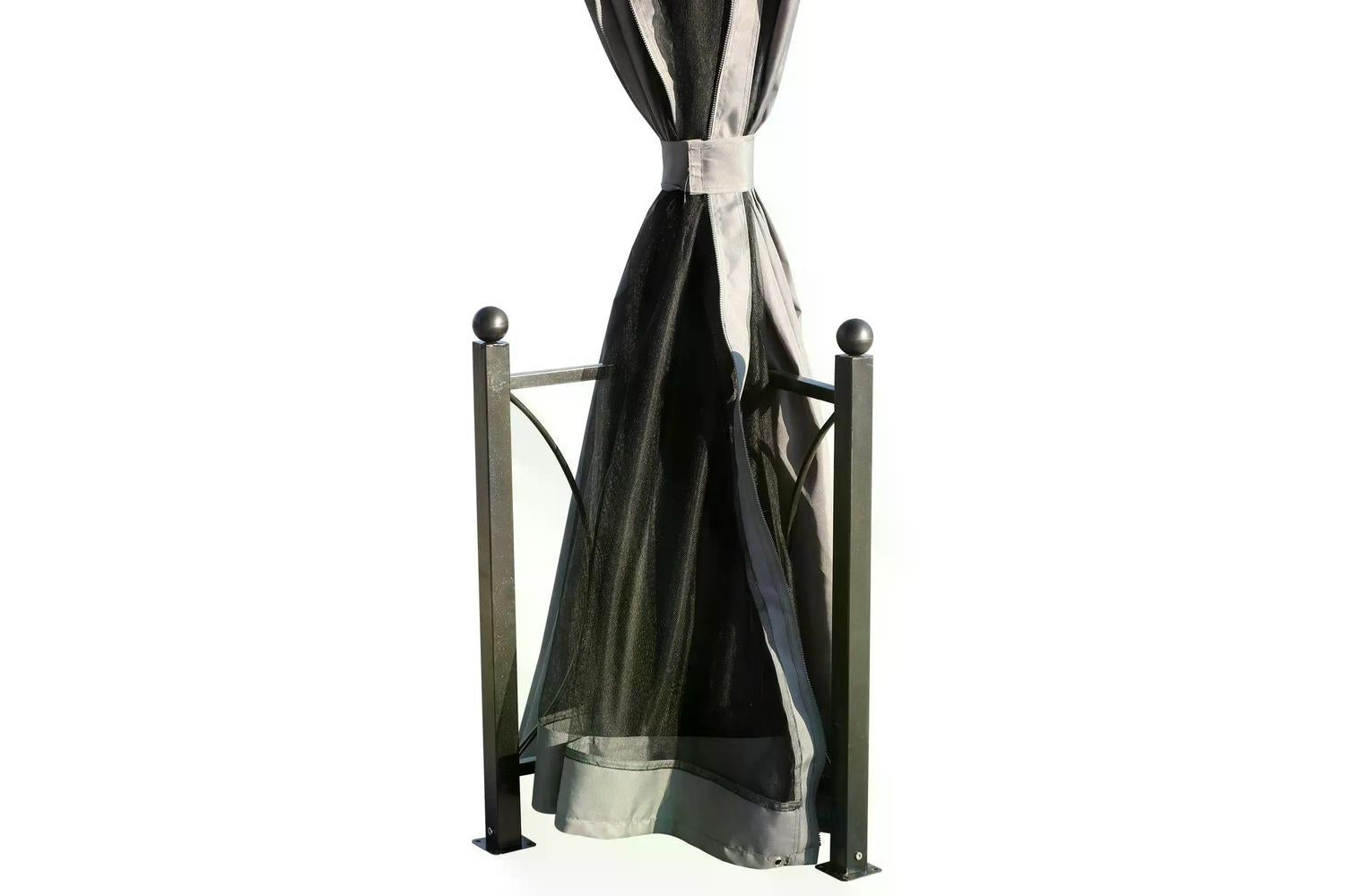 Outsunny Outdoor Aluminium Alloy Gazebo with Curtains | Black/Dark Grey-7