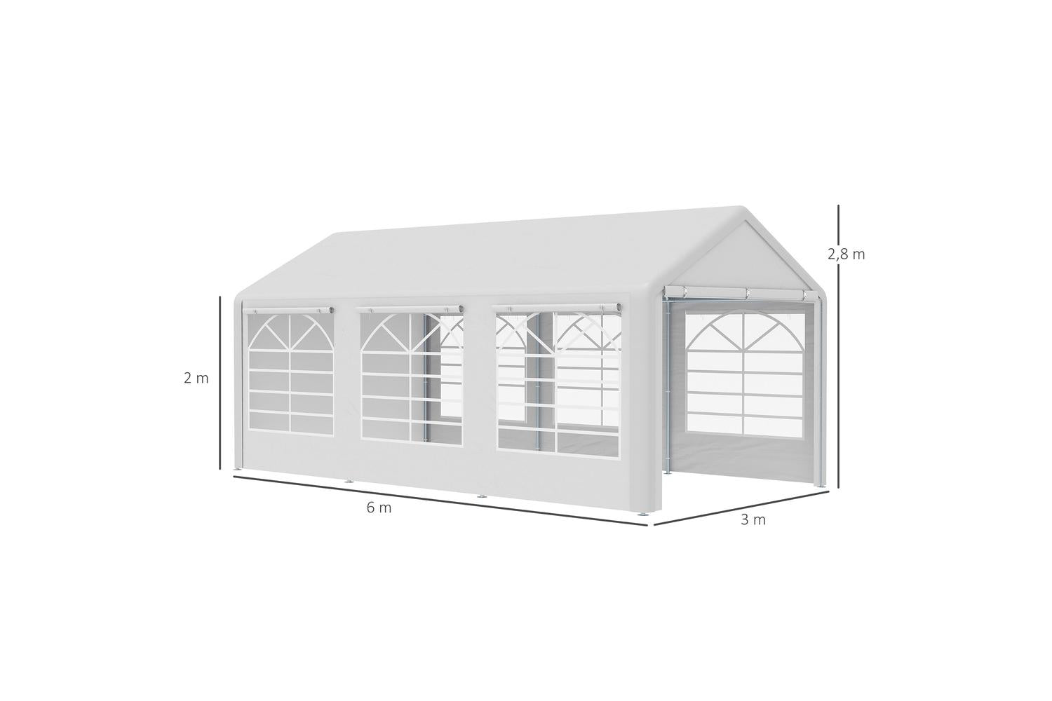 Outsunny Carport & Party Portable Garage Tent | Wedding White-2