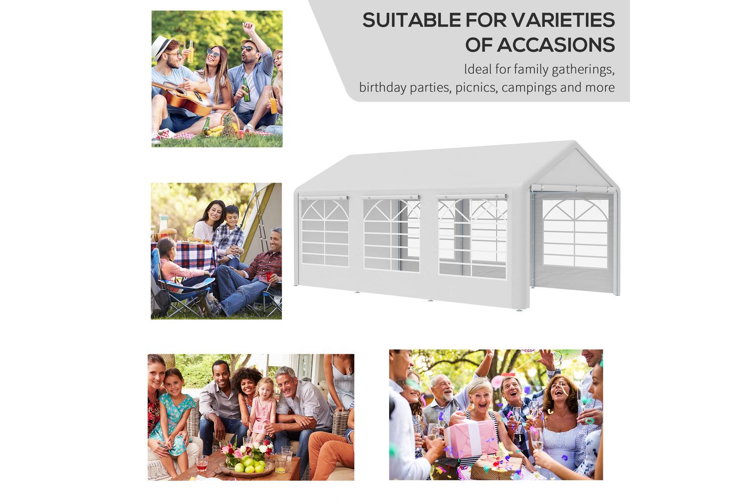 Outsunny Carport & Party Portable Garage Tent | Wedding White-3