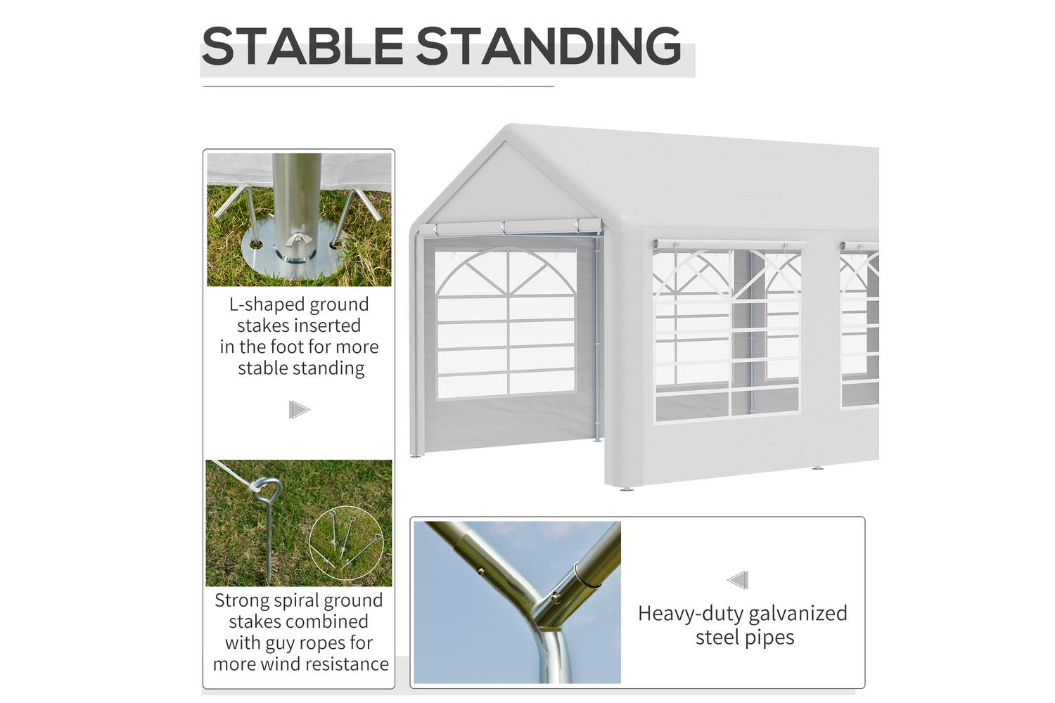Outsunny Carport & Party Portable Garage Tent | Wedding White-5