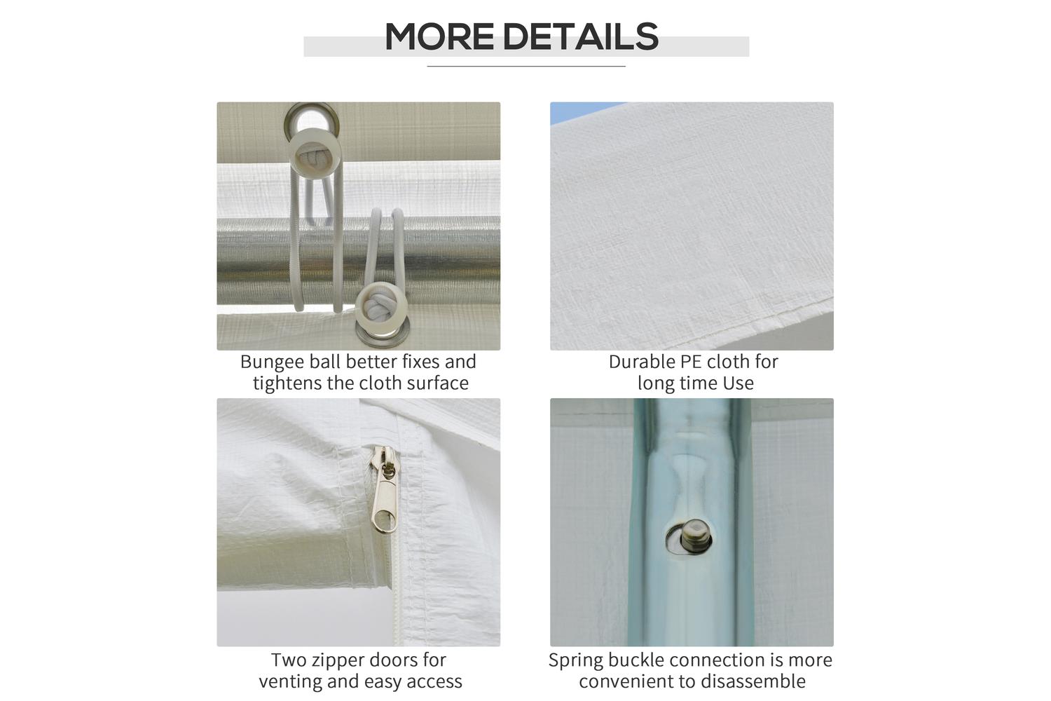 Outsunny Carport & Party Portable Garage Tent | Wedding White-6