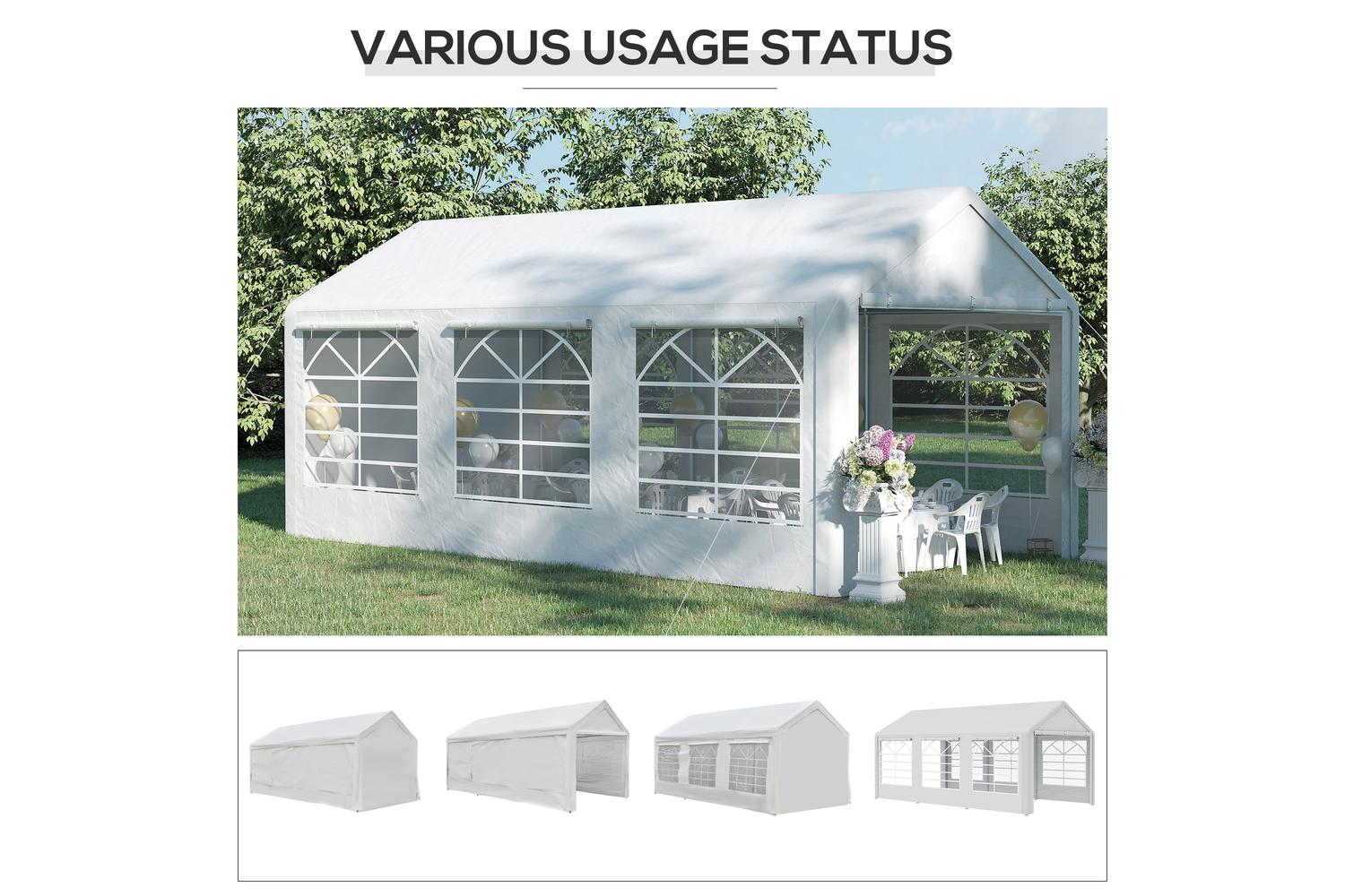 Outsunny Carport & Party Portable Garage Tent | Wedding White-7