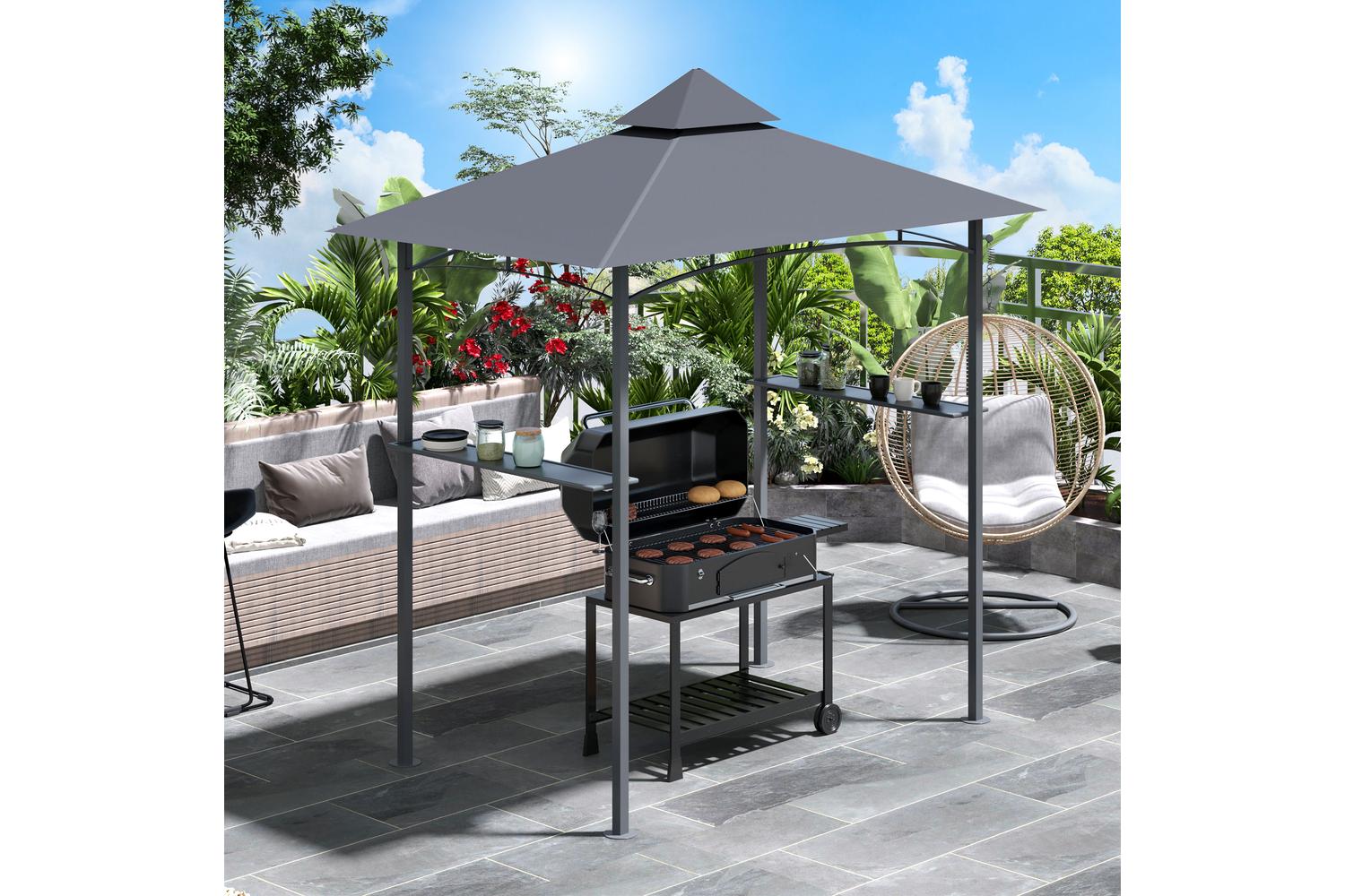 Outsunny Gazebo Grill Canopy Barbecue Tent | Grey/Black