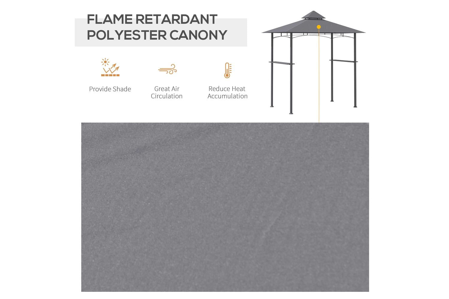 Outsunny Gazebo Grill Canopy Barbecue Tent | Grey/Black-5