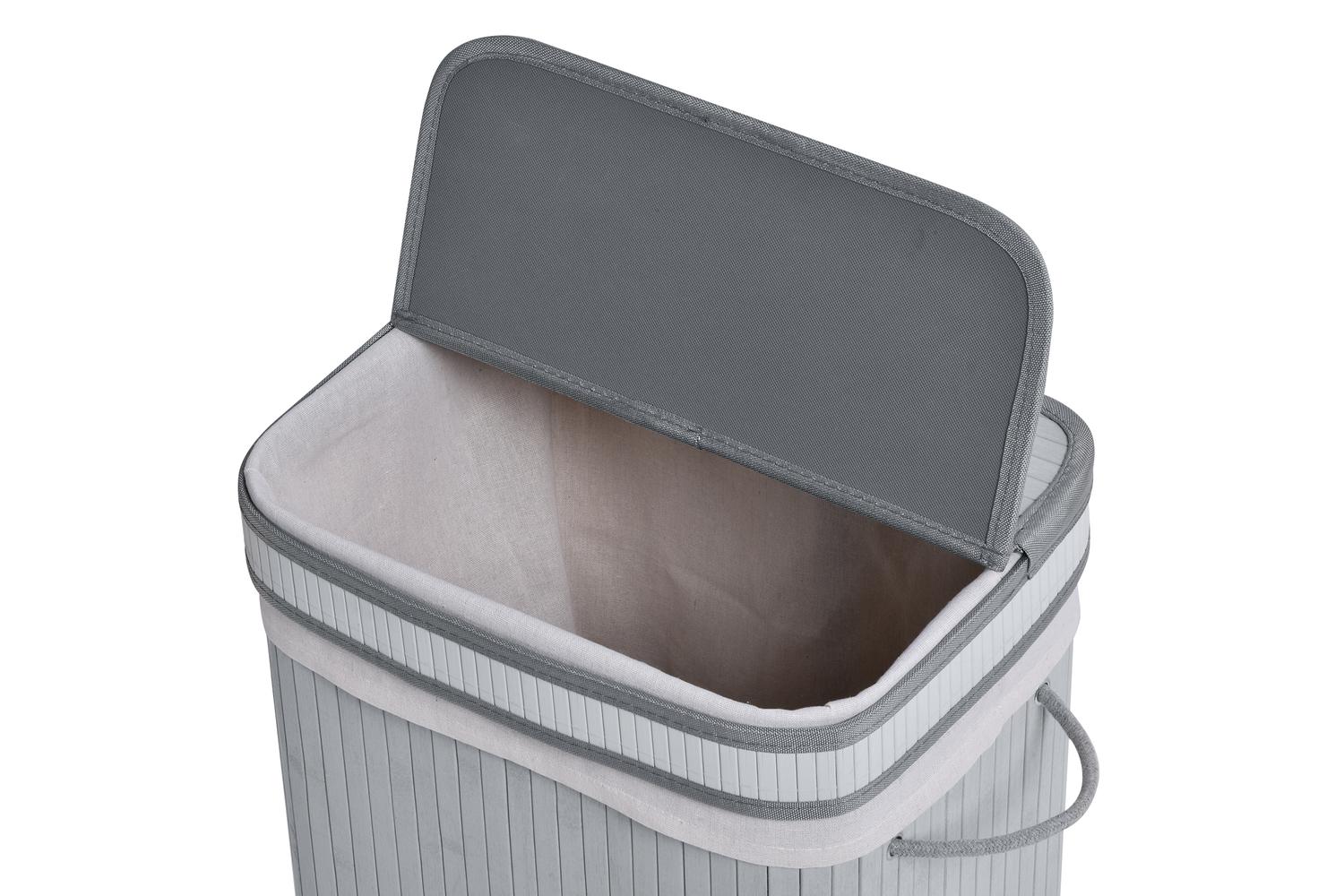 Homcom 70L Flip Lid Bamboo Laundry Basket | Grey-7
